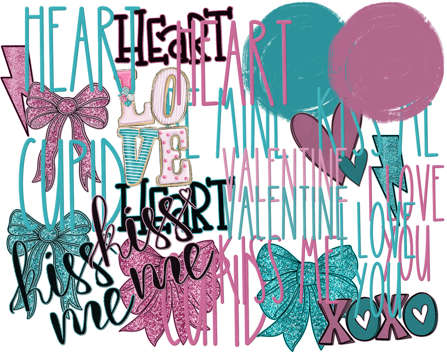 GOOGLE DRIVE Valentine's Exclusive Element set - Aa-Zz !,.?& - 6 TYPEABLE FONT + Faux Embroidery Elements - Digital download 300DPI PNG FILE