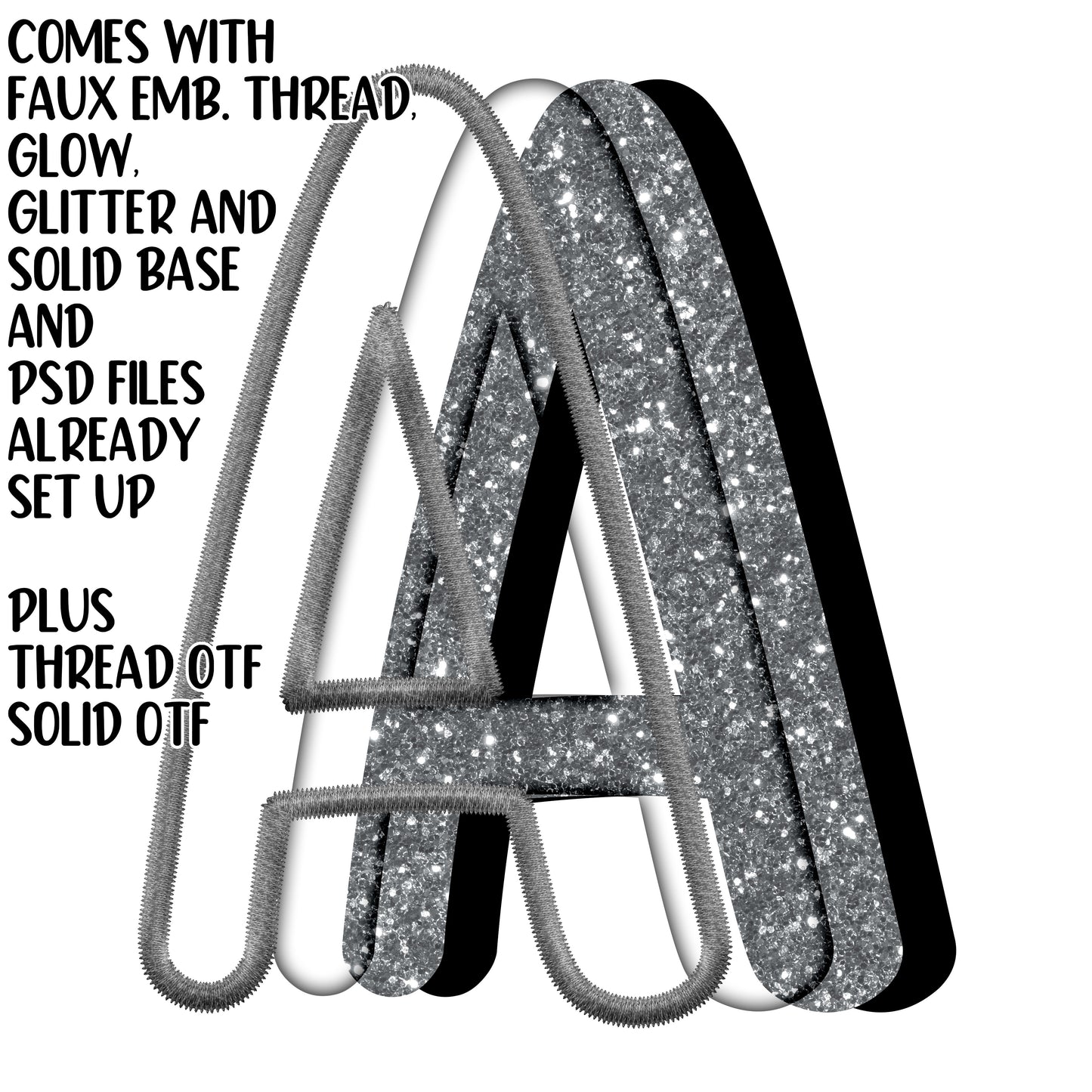 FILL YOUR OWN ALPHA SETS A-Z, 0-9 ,.!?&# symbols - FAUX EMBROIDERY - Digital download