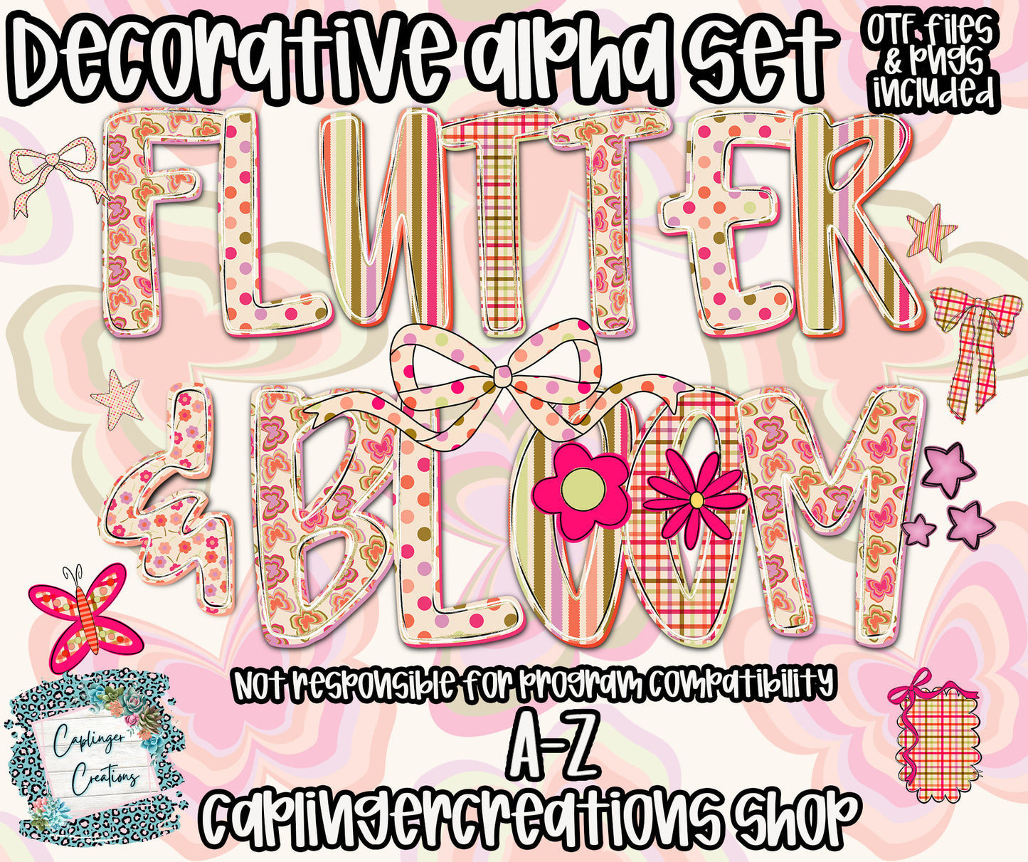 Flutter & Bloom - OTF & Drag and Drop PNGS- commercial use included - Digital download