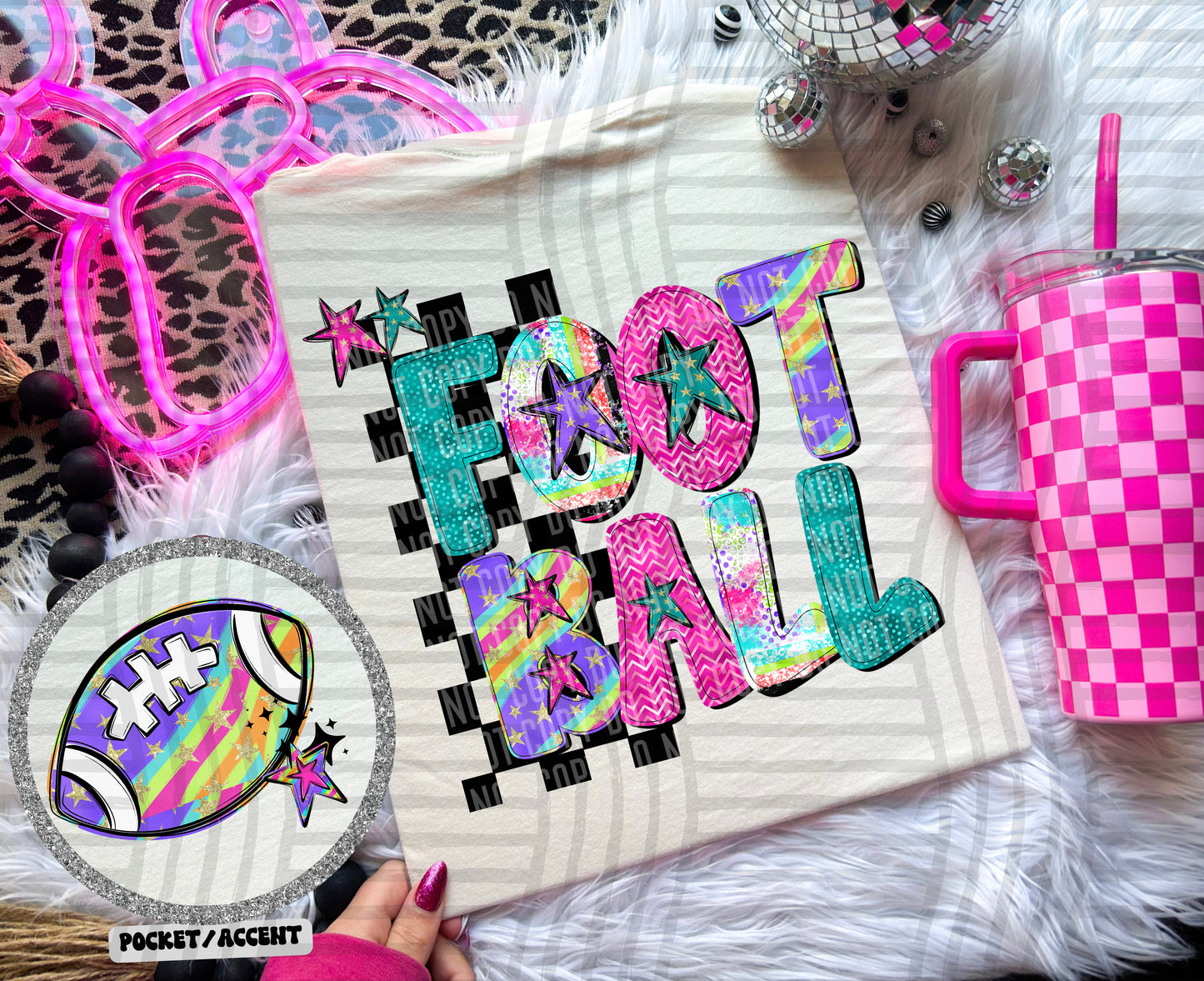 Rainbow Swirl Sports ball + POCKET -Digital download 300DPI PNG FILE