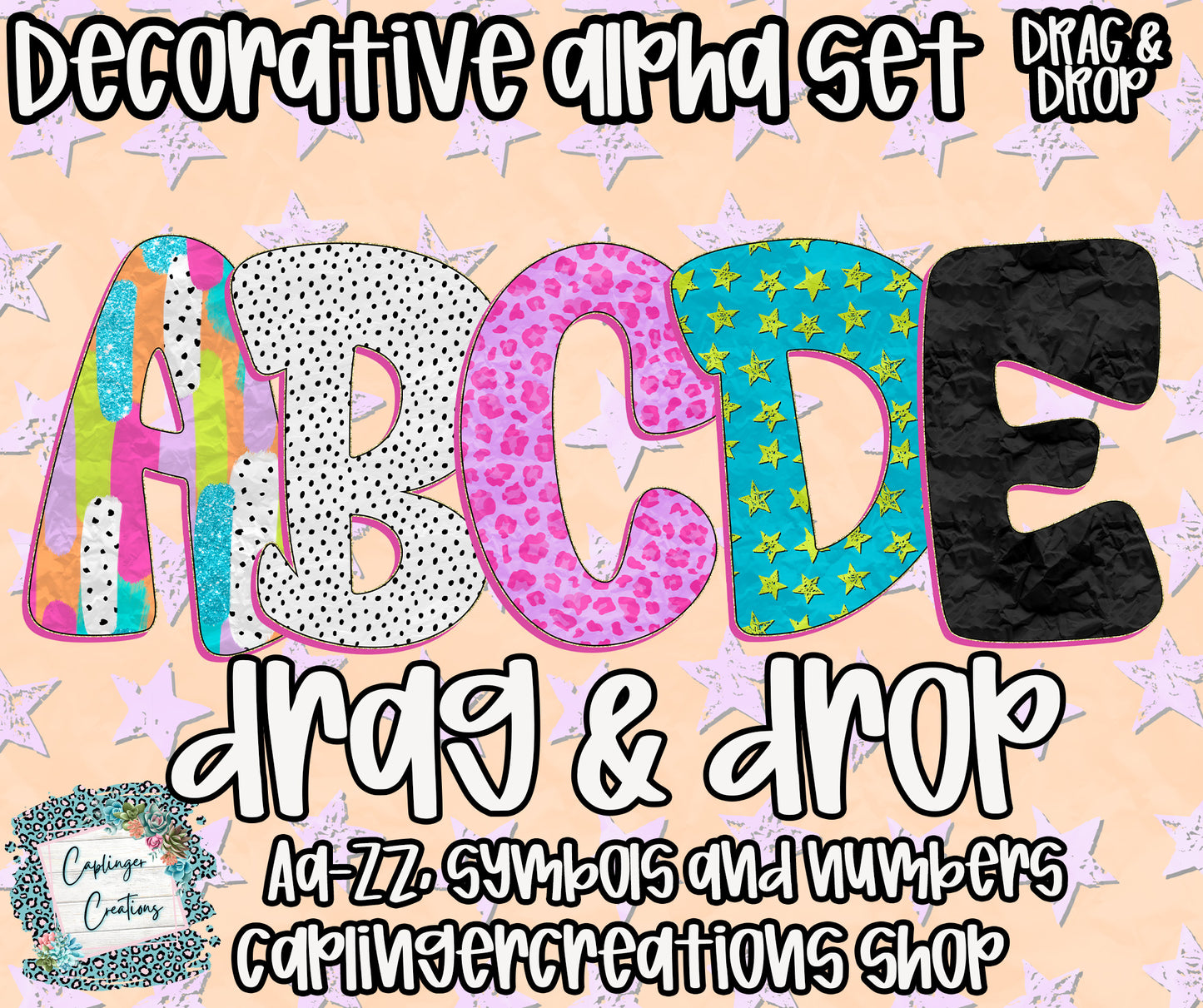 Funky Bright - DRAG & DROP ONLY = PNGS- commercial use included - Digital download