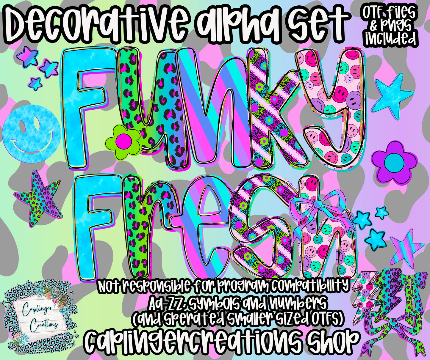 Funky Fresh- OTF & Drag and Drop PNGS- commercial use included - Digital download