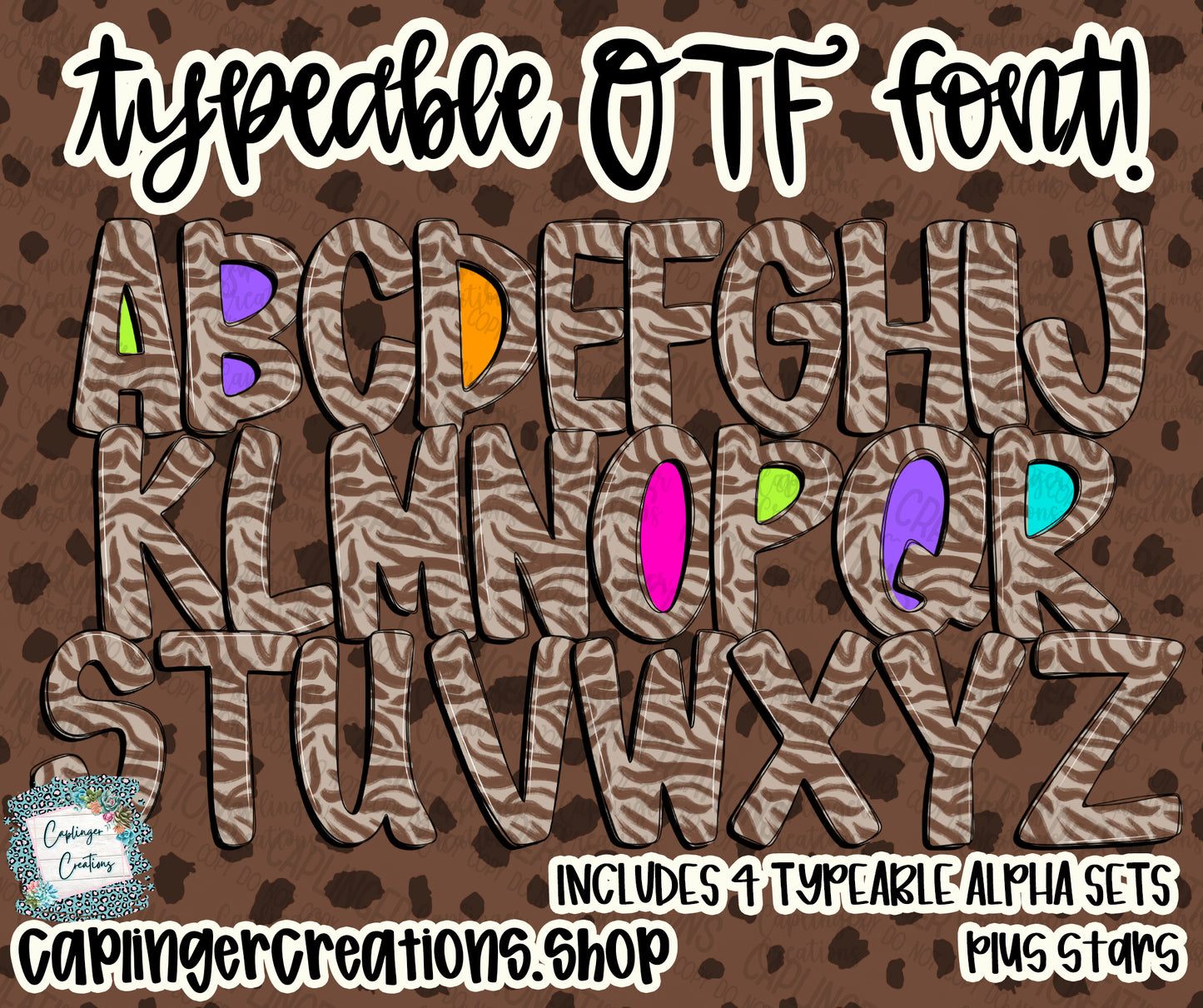 Funky Mix Up - Set of 4 Alphas - TYPEABLE OTF FONT + PNGS - Digital download