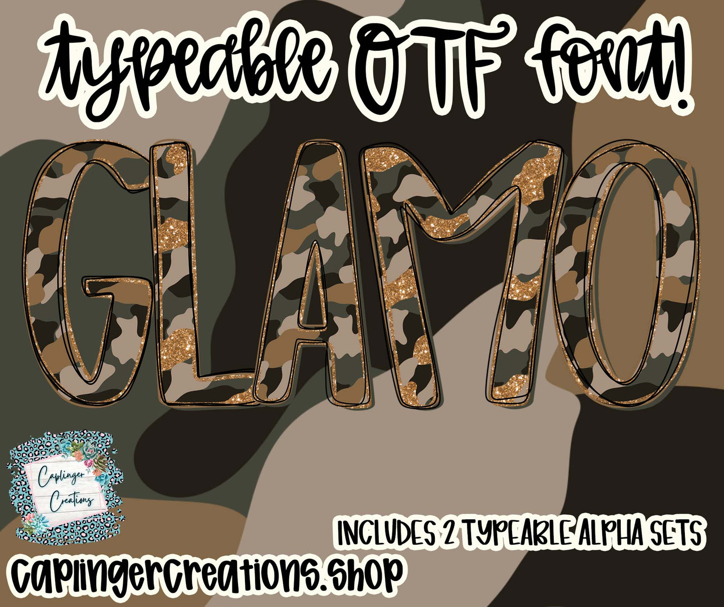 GLAMO - TYPEABLE OTF FONT + PNGS - Digital download