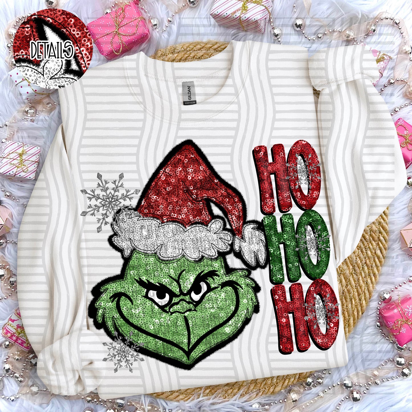 Grinch - Faux Sequin 300DPI PNG FILE