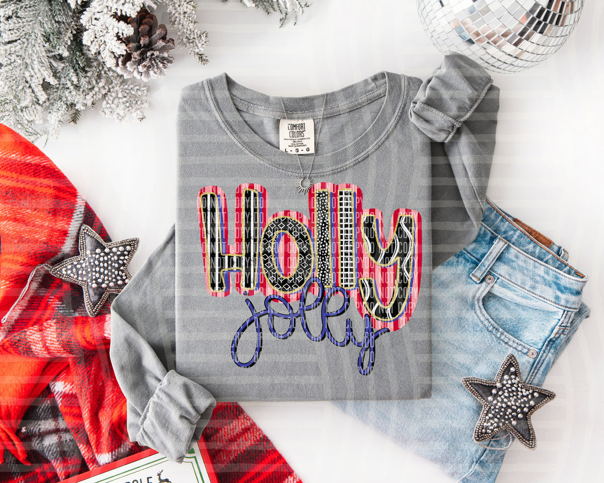 Holly Jolly (Black & White Patterns) - 300 DPI digital download