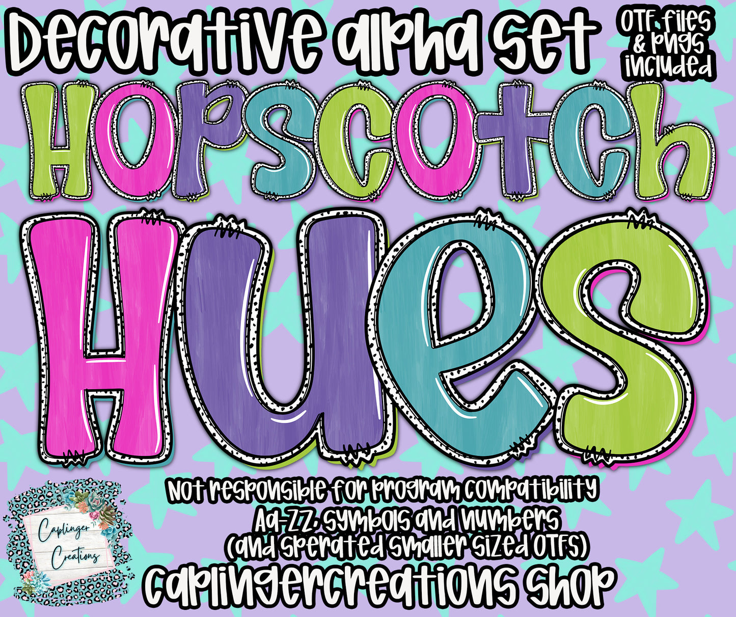 Hopscotch Hues - OTF & Drag and Drop PNGS- commercial use included - Digital download