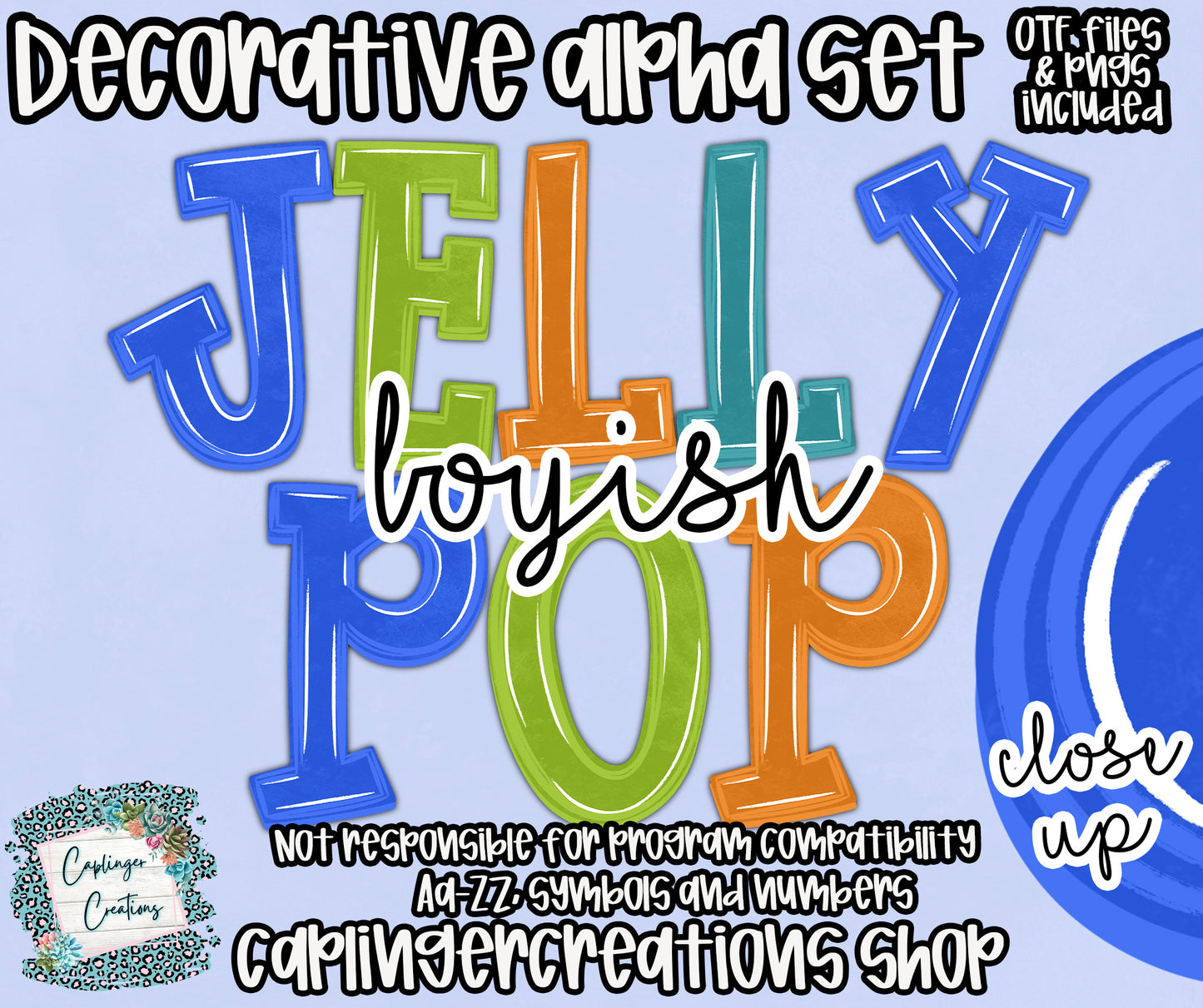 Jelly Pop boyish - OTF & Drag and Drop PNGS- commercial use included - Digital download