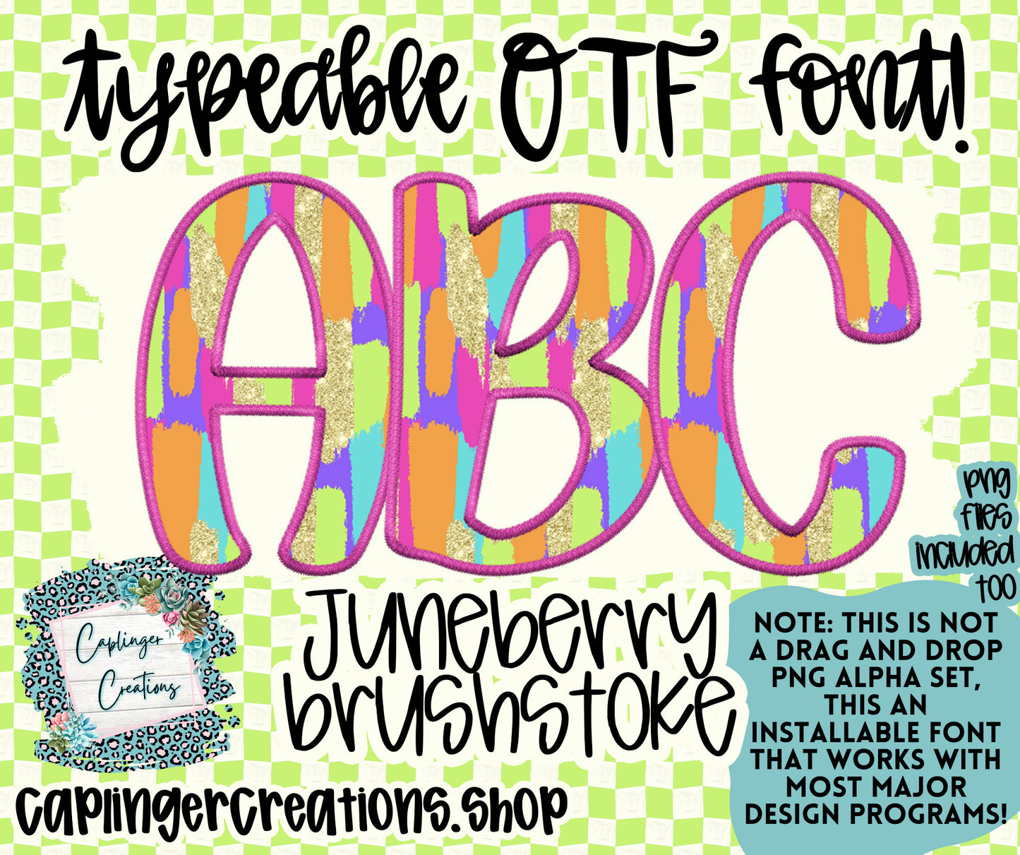 JUNEBERRY BRUSHSTROKE - TYPEABLE OTF FONT + PNGS - Digital download