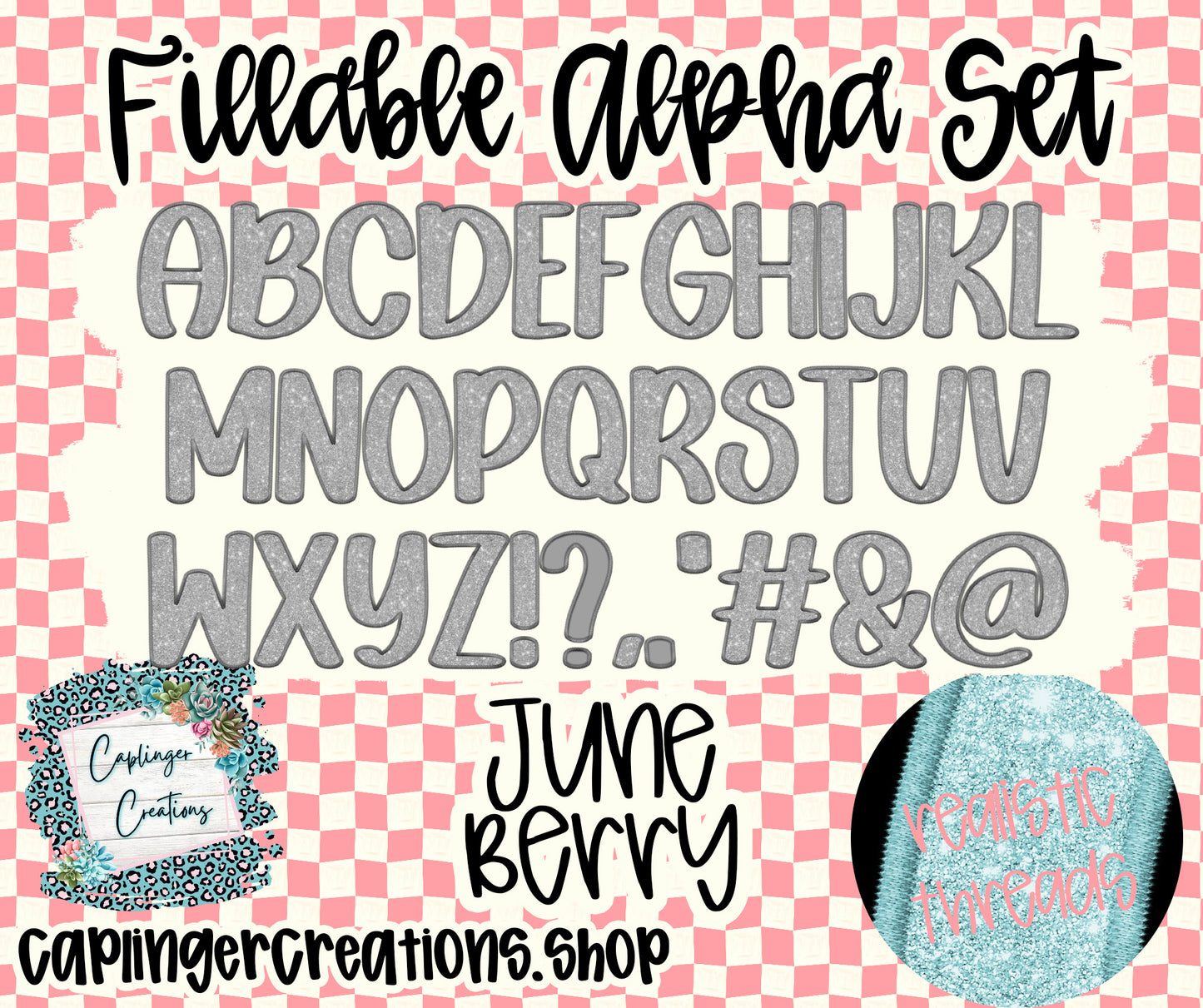 JUNEBERRY - FILL YOUR OWN ALPHA SETS A-Z, 0-9 ,.!?&#@ symbols - FAUX EMBROIDERY - Digital download