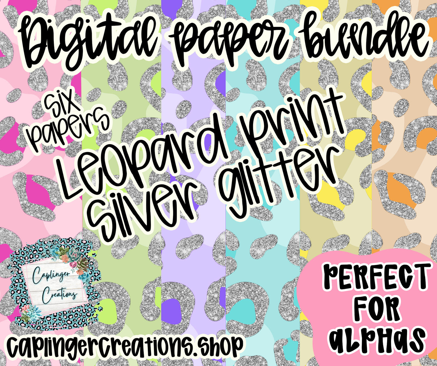 Digital Paper bundle Glitter Bombshell (SILVER) - Digital download 300DPI PNG FILE