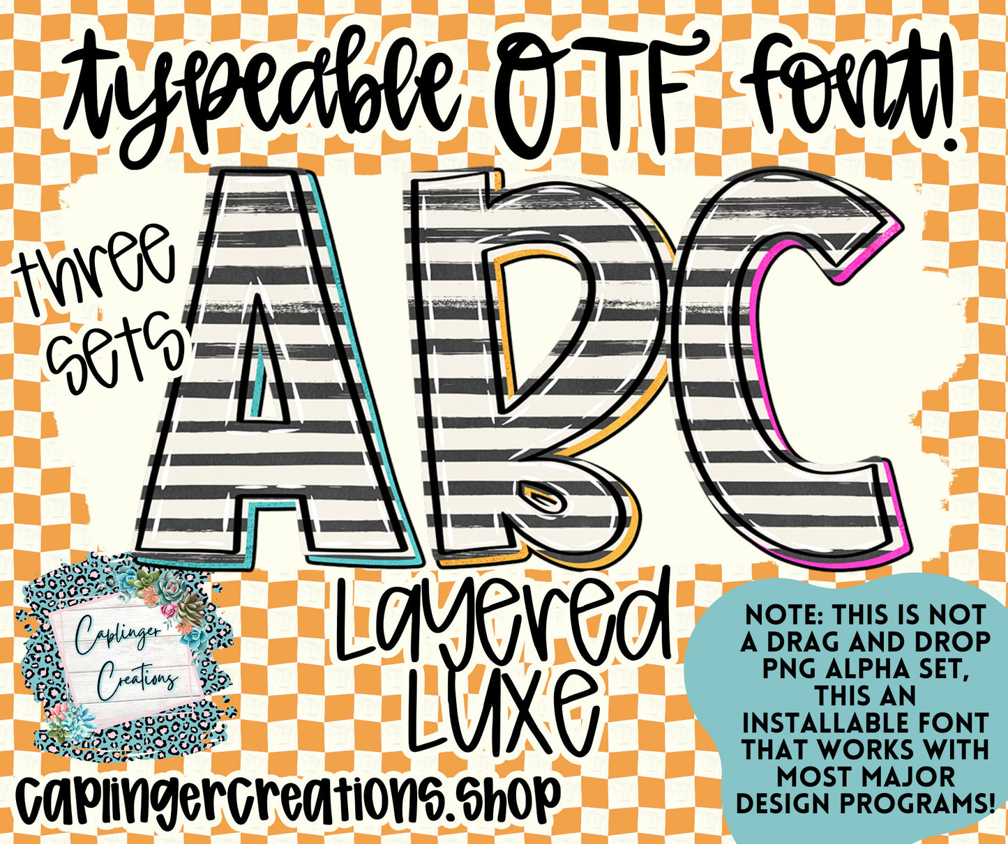 Layered Luxe - TYPEABLE OTF FONT + PNGS - Digital download