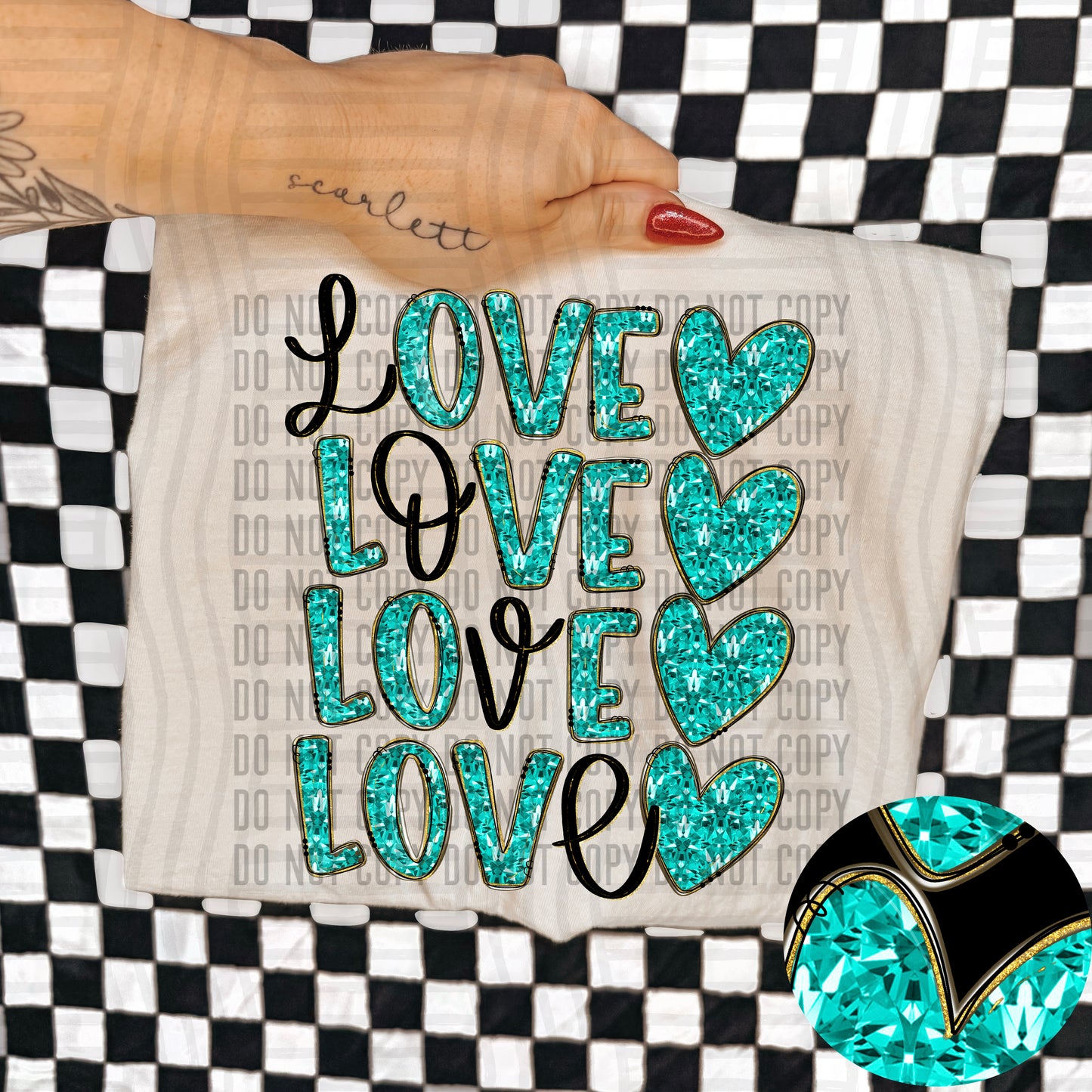 Love Stacked Faux Diamonds - x4 colors - 300DPI PNG FILE