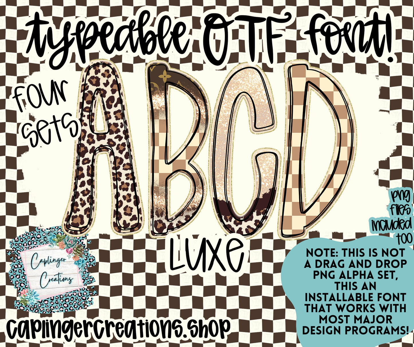 LUXE- TYPEABLE OTF FONT + PNGS - Digital download
