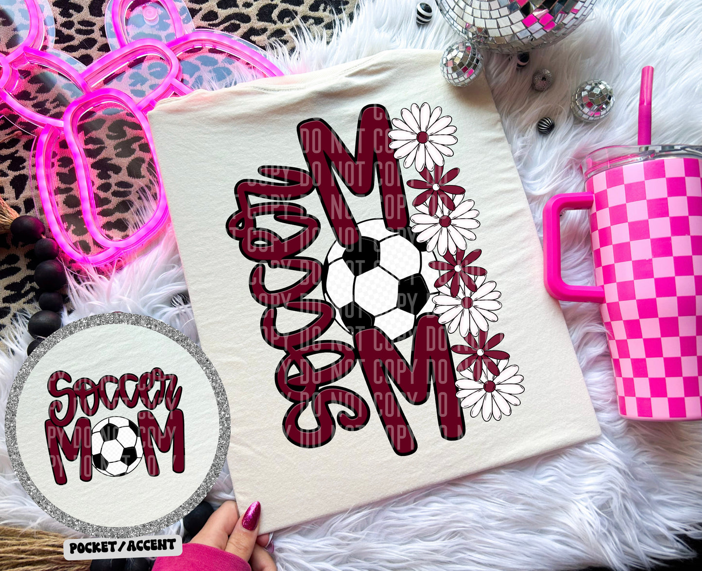 SOCCER MOM w/back & pocket - Color Dropdown Digital Download 300DPI PNG FILE