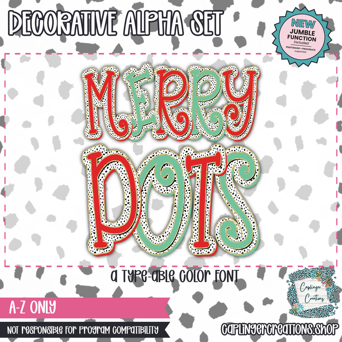 Merry Dots - TYPEABLE OTF FONT + PNGS - Digital download