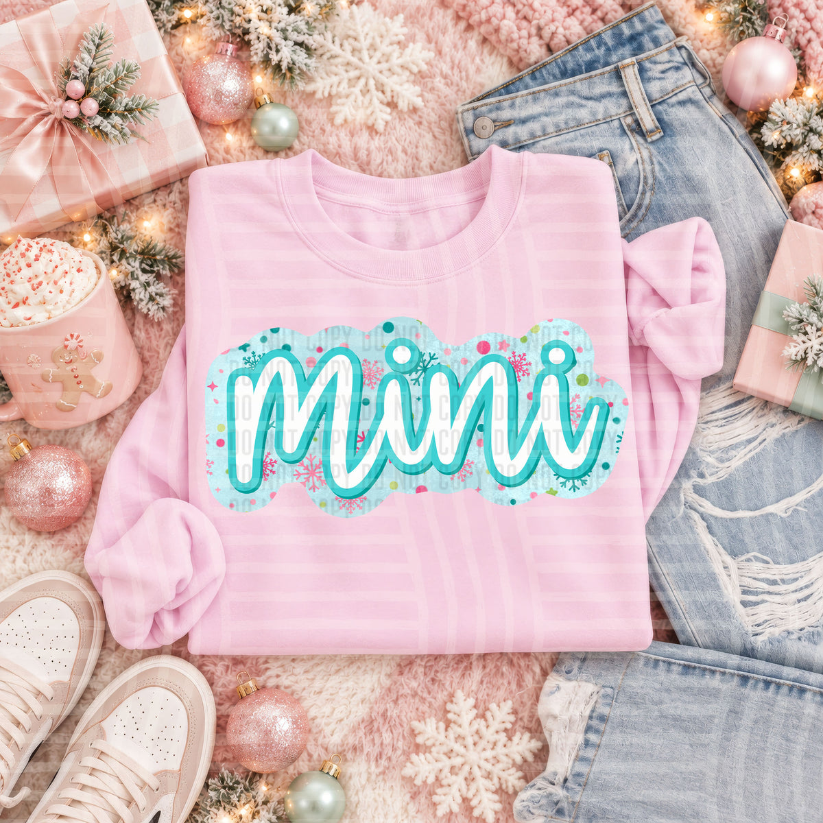 Preppy SNOWFLAKES - CUSTOM + DROPDOWN - 300 DPI Digital Download