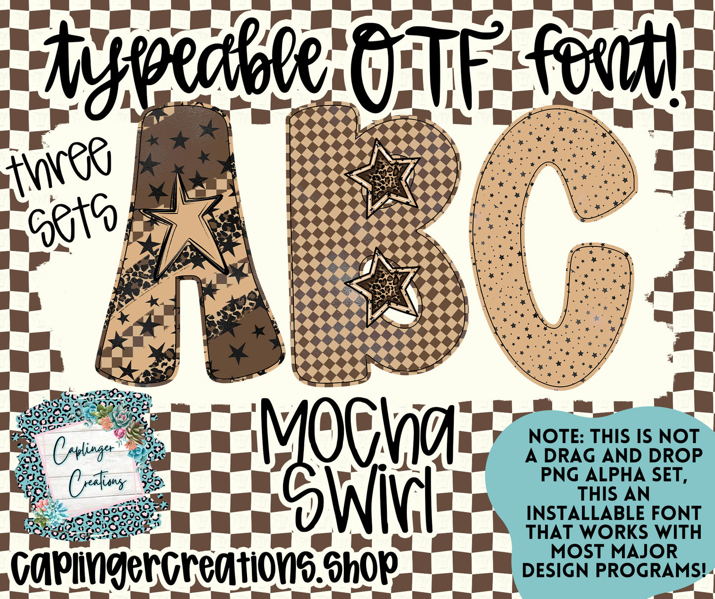 Mocha Swirl - TYPEABLE OTF FONT + PNGS - Digital download