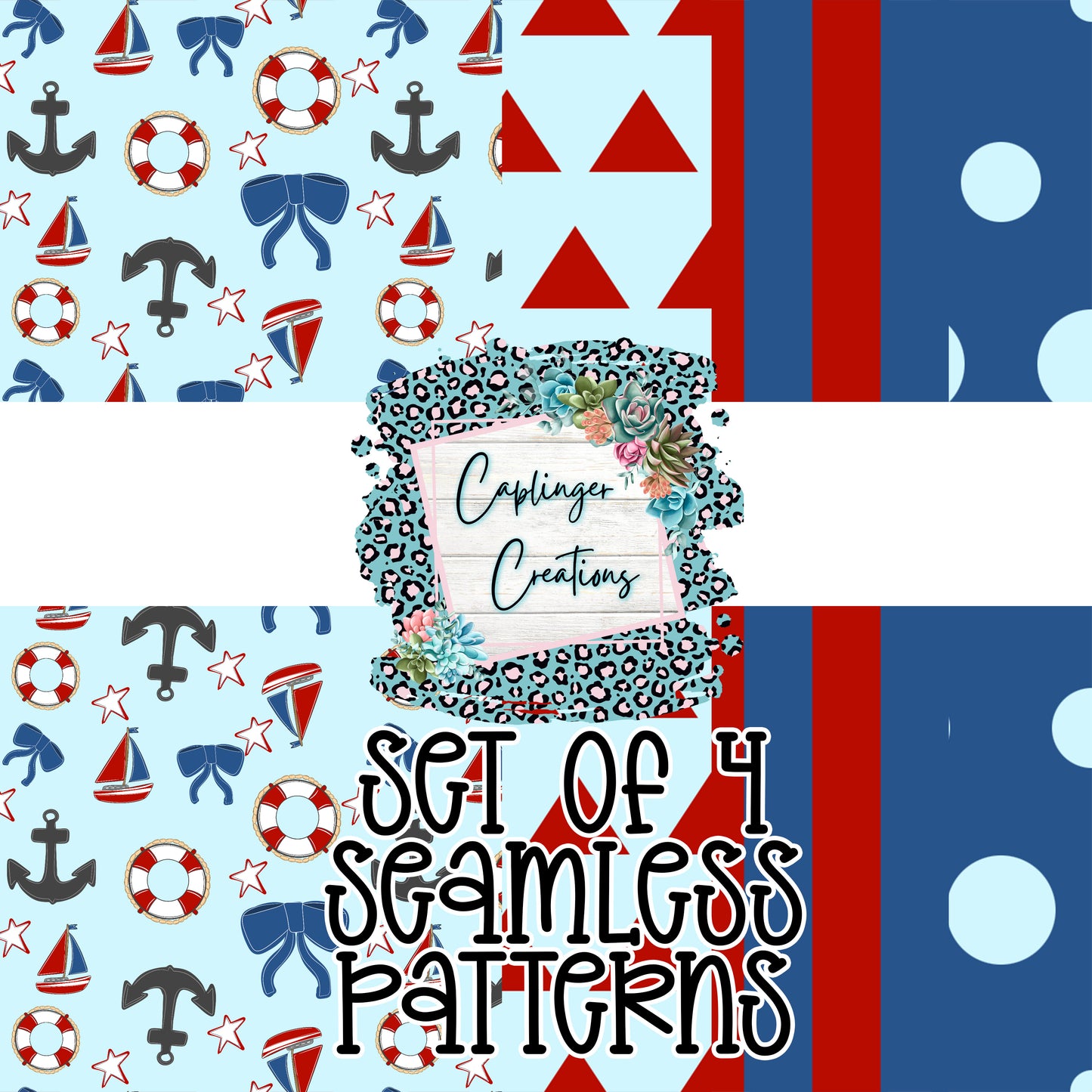 Nautical + Americana - SEAMLESS - Digital download 300DPI PNG FILE