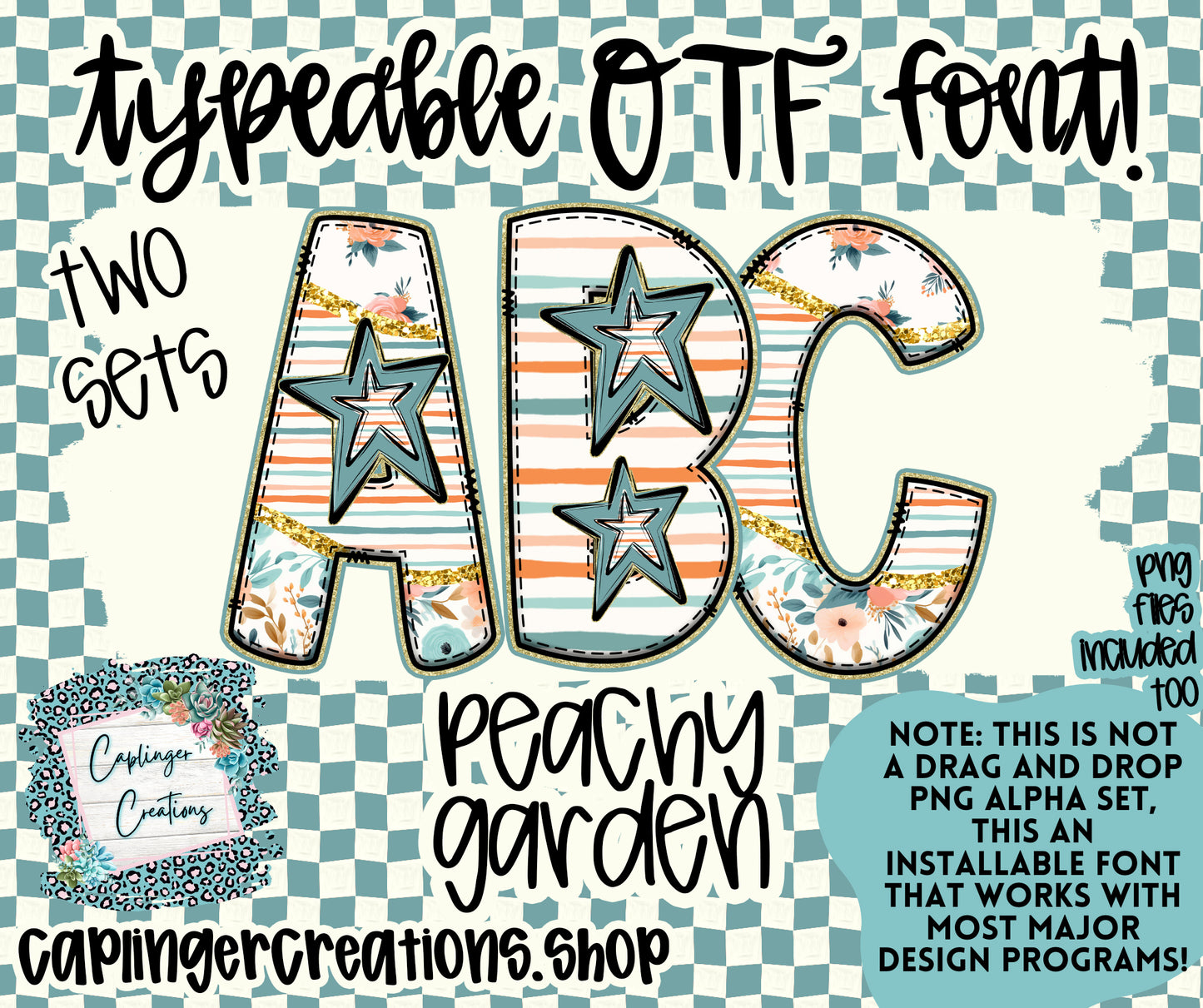 PEACHY GARDEN - TYPEABLE OTF FONT - Digital download