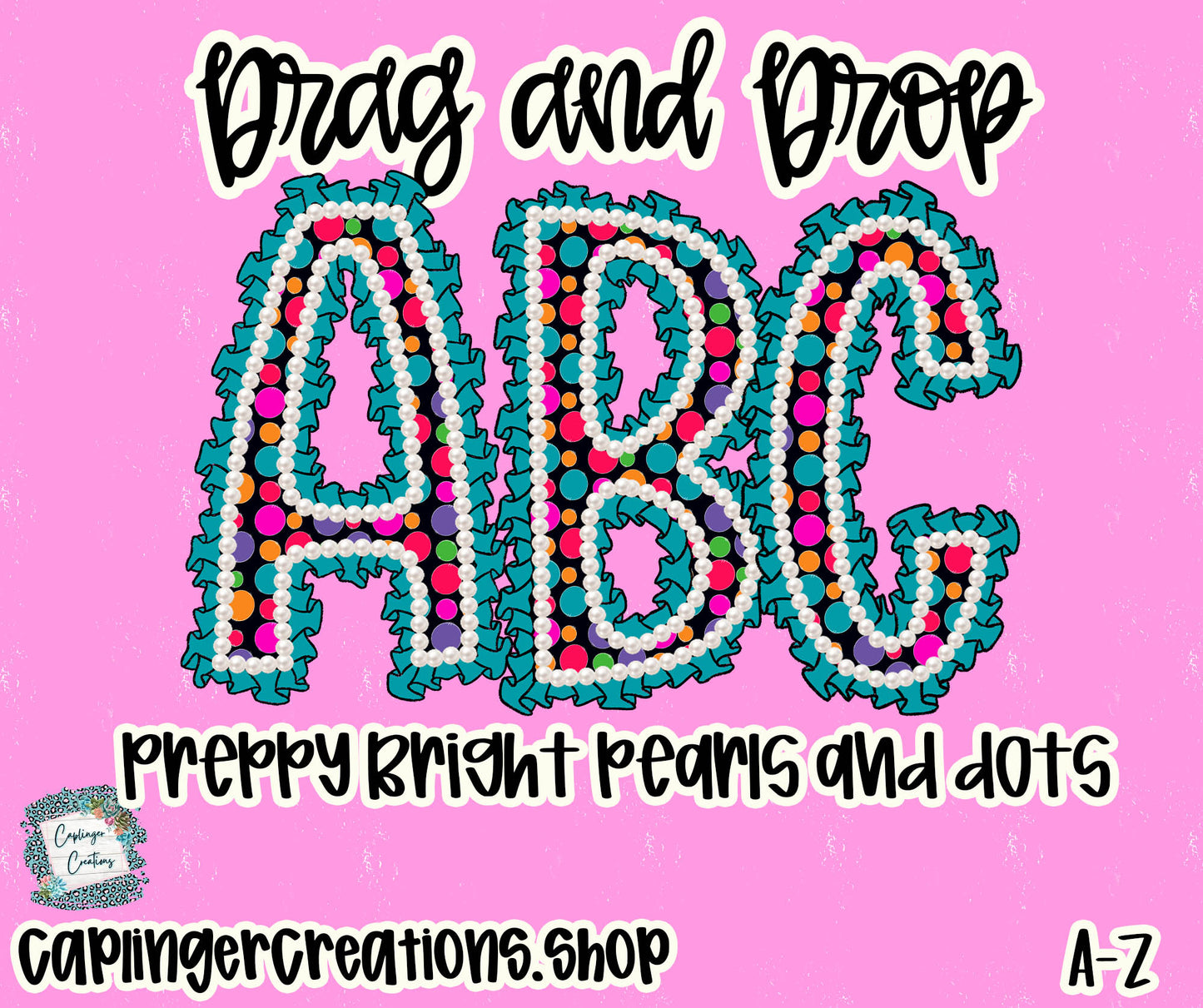 Bright and Preppy Polka Dots - Ruffles and Pearls + Drag and Drop PNGS- commercial use included - Digital download