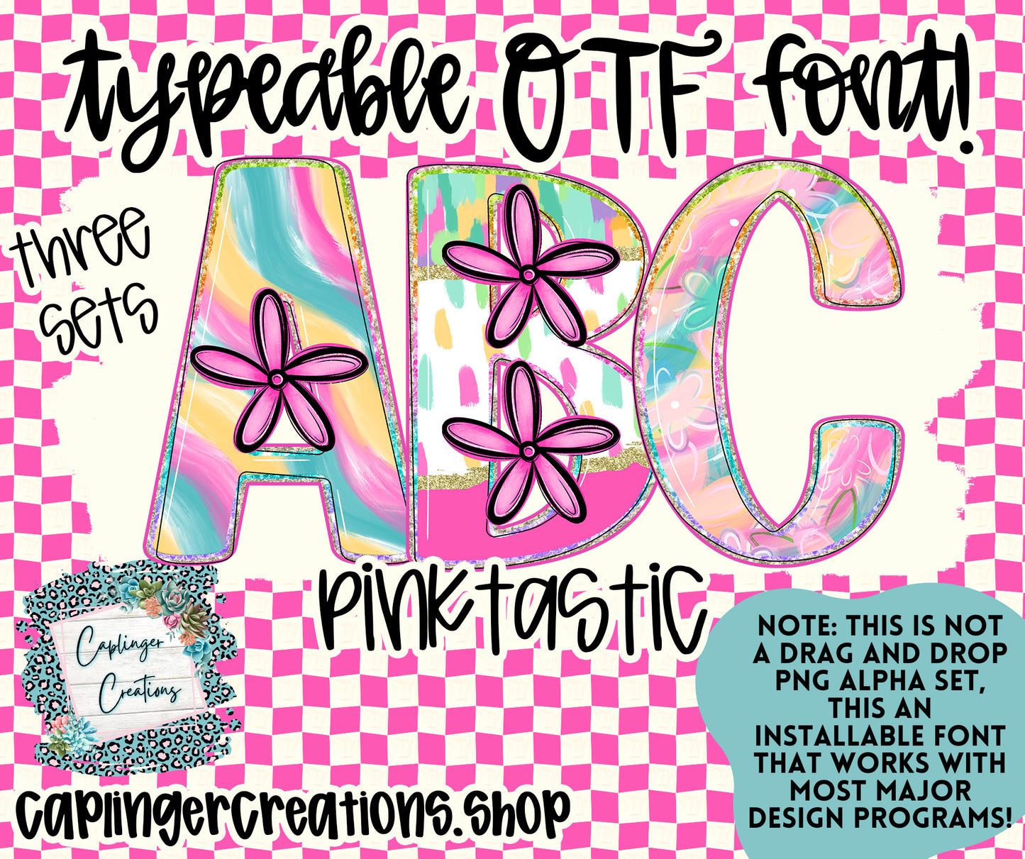 Pinktastic Set of 3 styles- TYPEABLE OTF FONT - Digital download