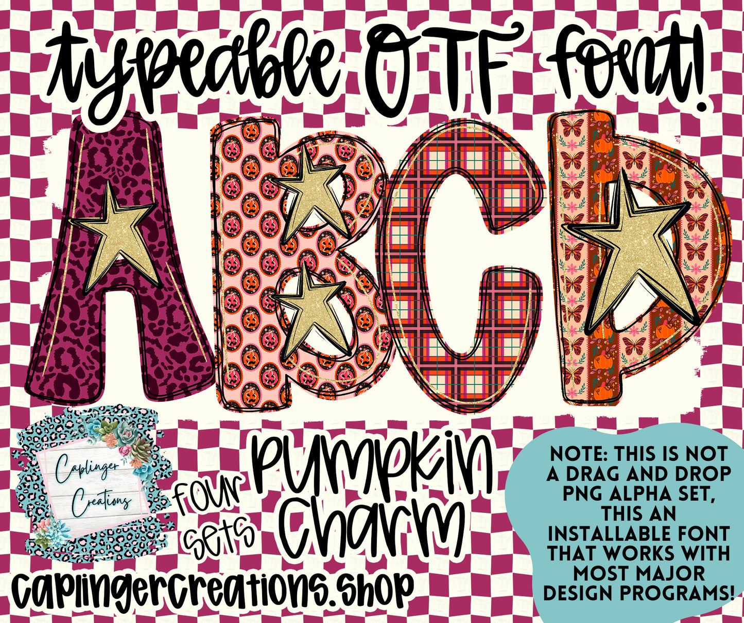 Pumpkin Charm - TYPEABLE OTF FONT + PNGS - Digital download