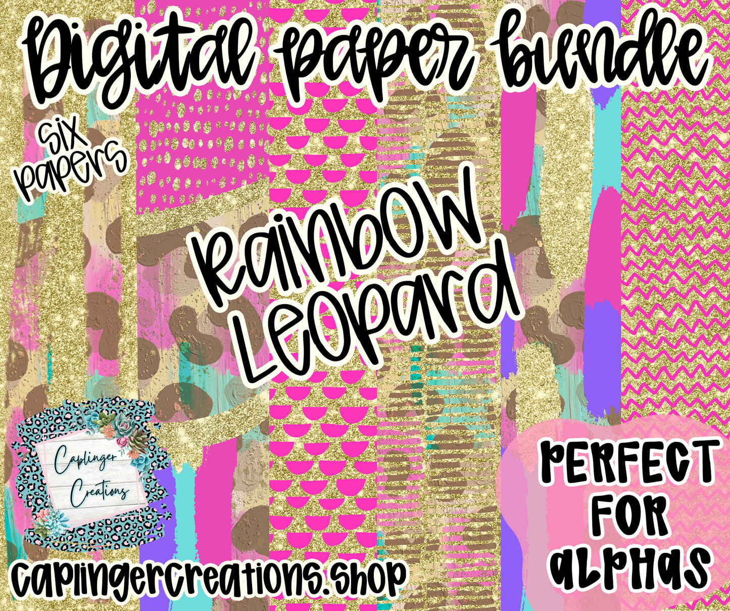 ***LIMITED*** Digital Paper bundle RAINBOW LEOPARD - Digital download 300DPI PNG FILE