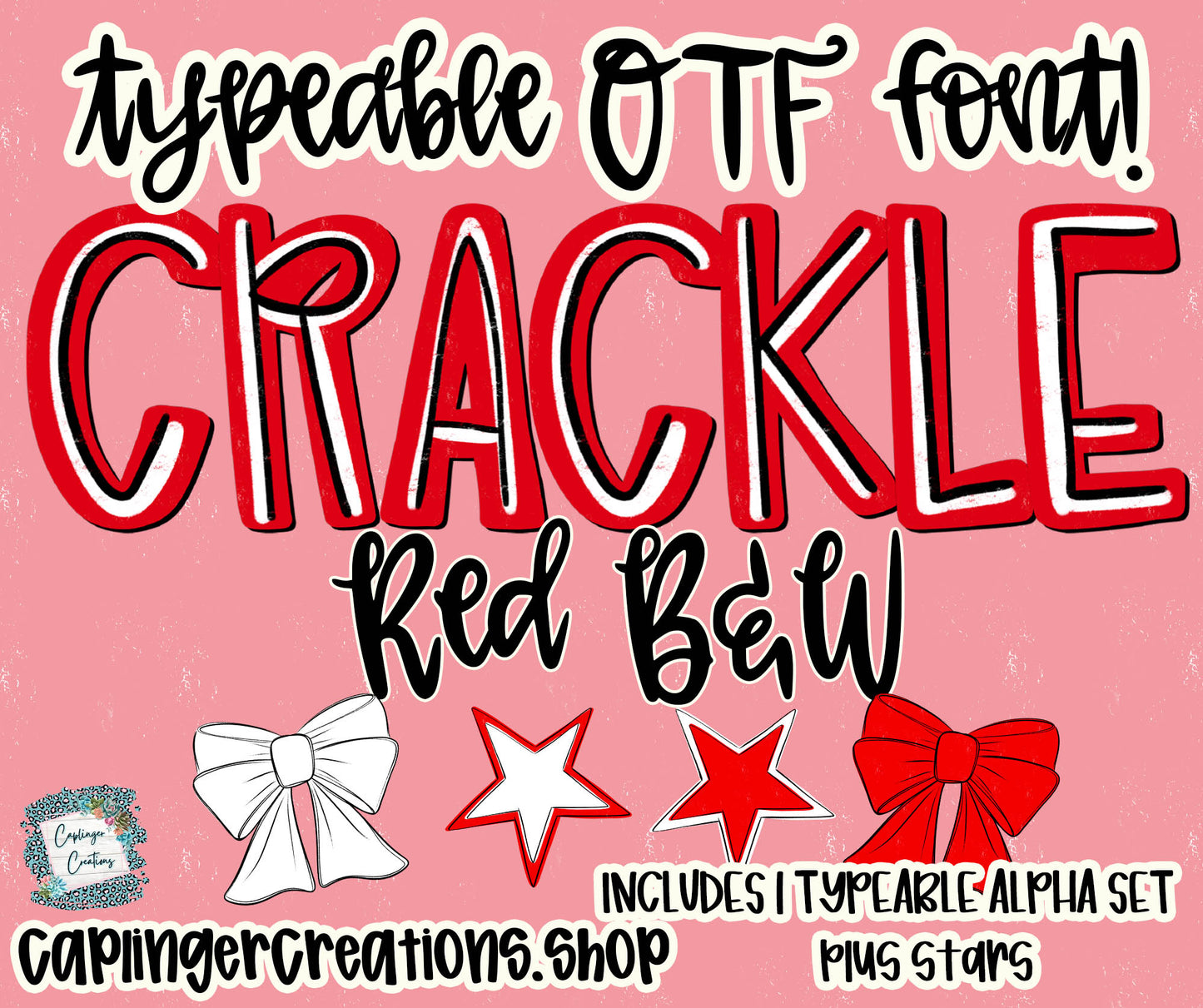 Crackle RED B&W - Set of 1 Alpha- TYPEABLE OTF FONT + PNGS- commercial use included - Digital download