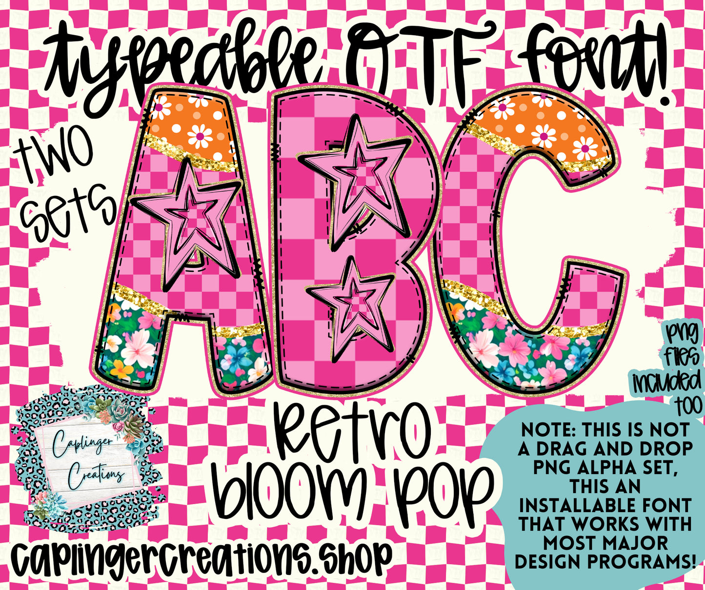RETRO BLOOM POP - TYPEABLE OTF FONT - Digital download