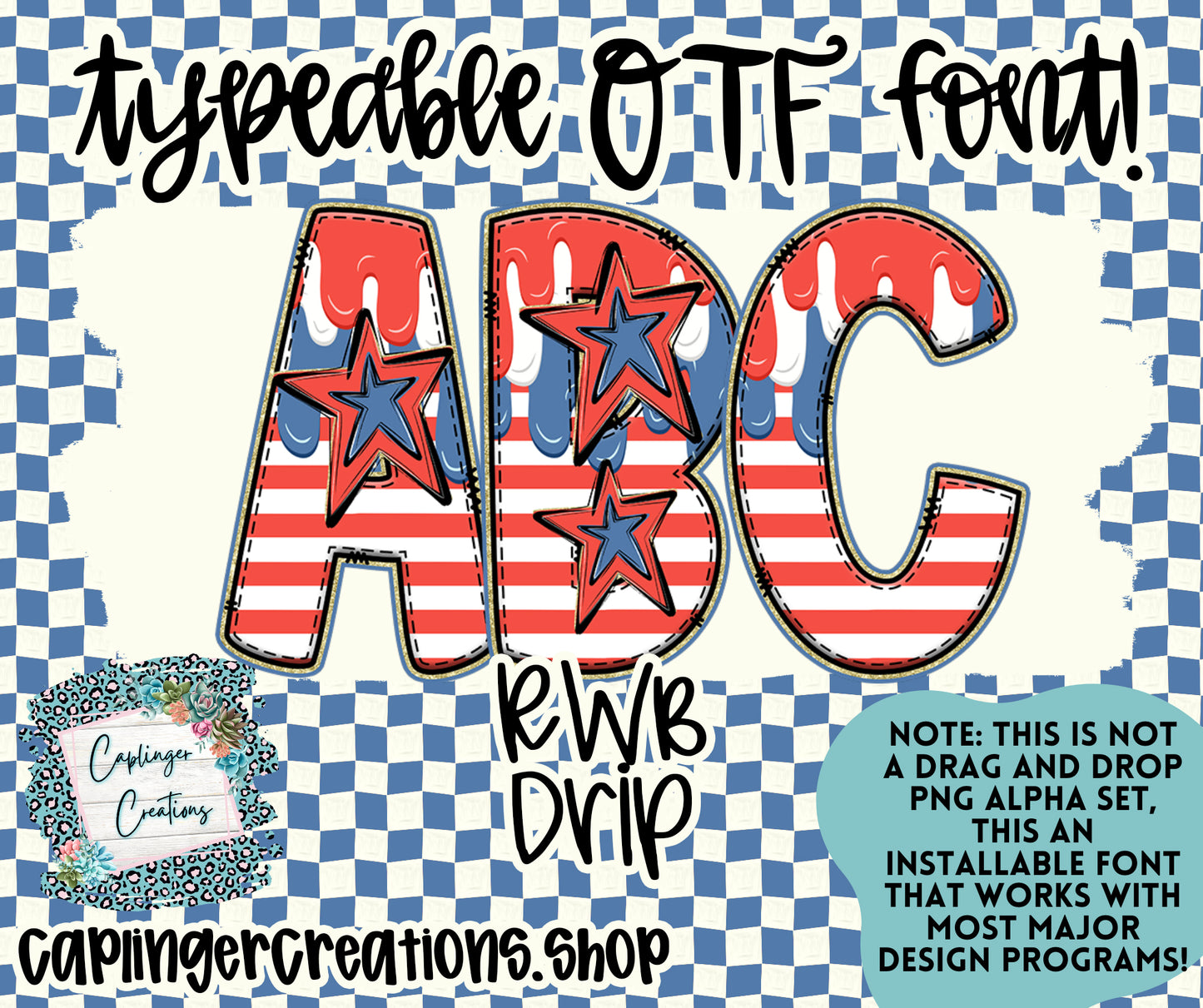RWB DRIP - TYPEABLE OTF FONT - Digital download