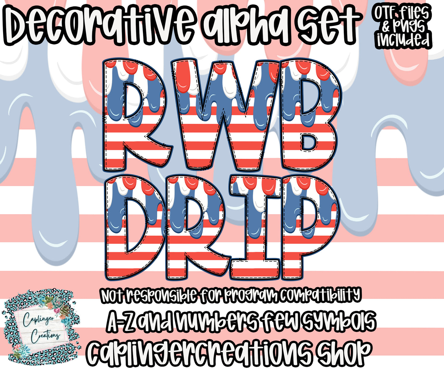 RWB DRIP 2.0 no stars - TYPEABLE OTF FONT - Digital download