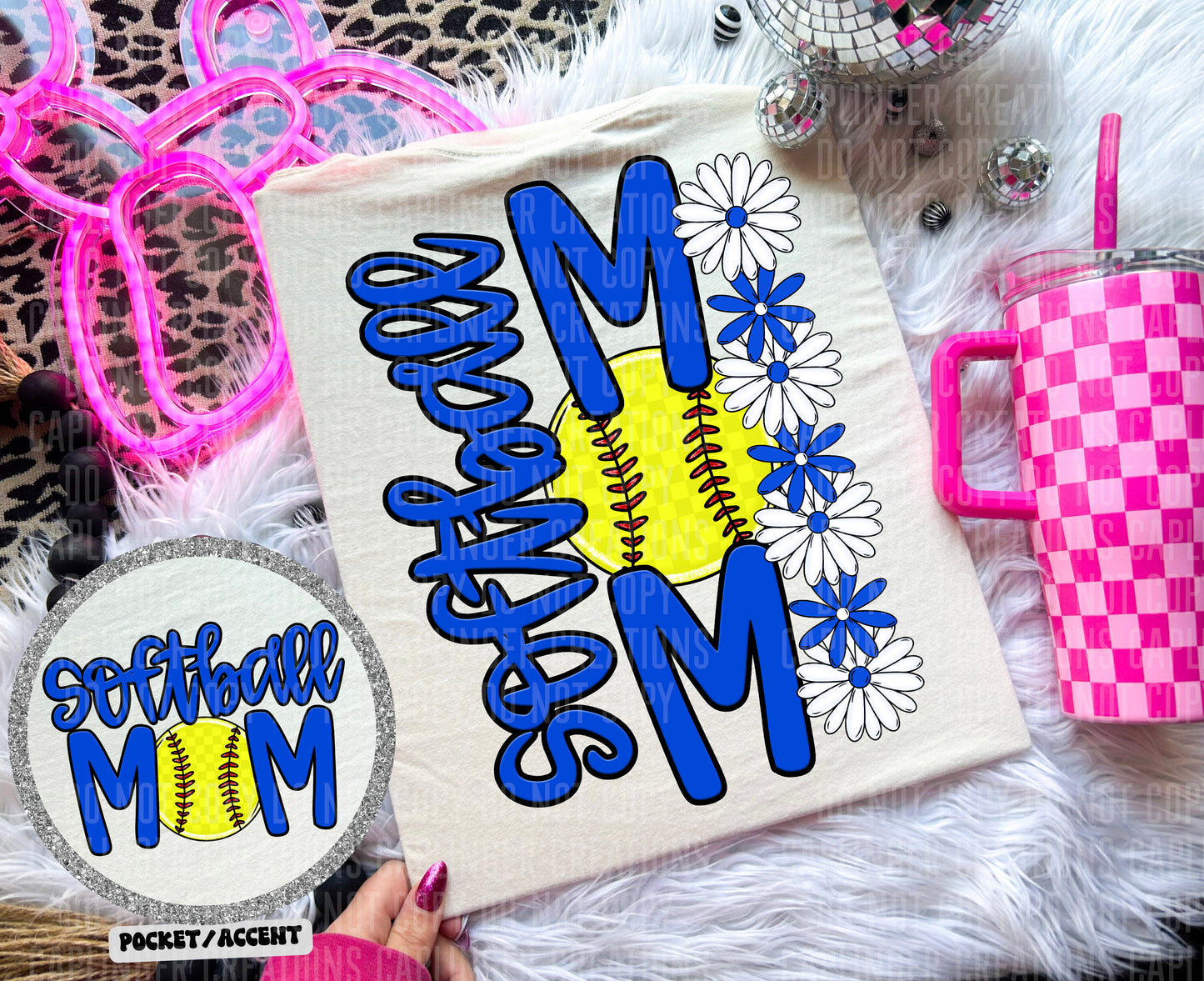 SOFTBALL MOM w/back & pocket - Color Dropdown Digital Download 300DPI PNG FILE