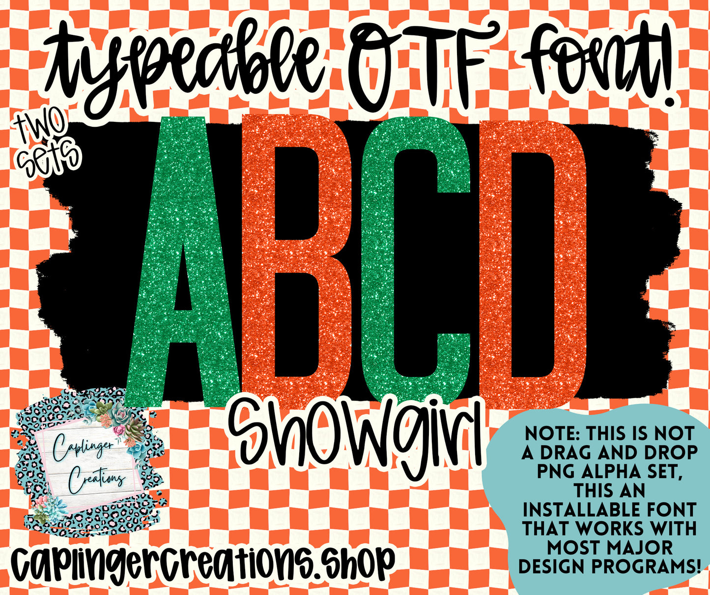 Showgirl - TYPEABLE OTF FONT + PNGS - Digital download