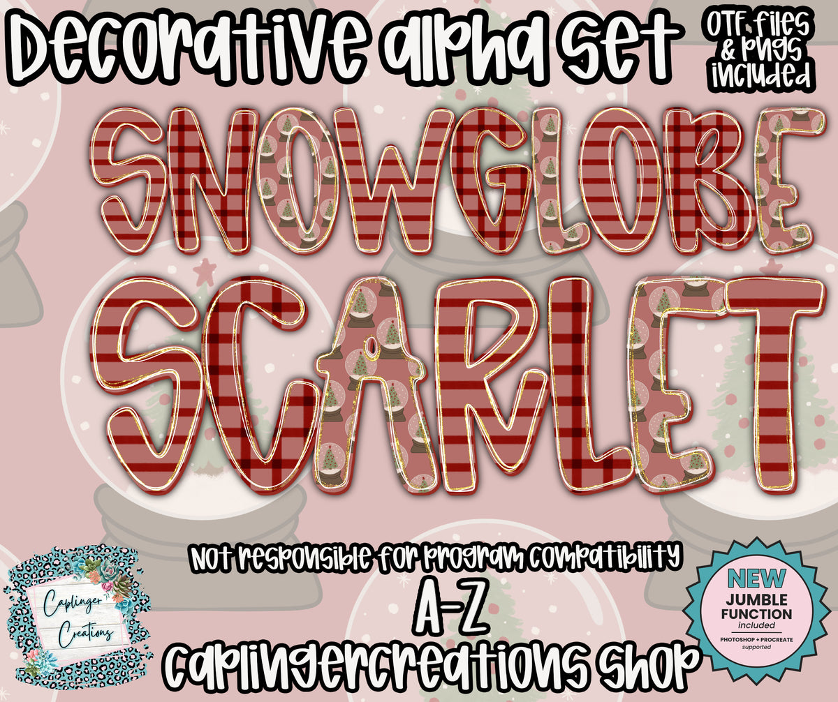 Snowglobe Scarlet - TYPEABLE OTF FONT + PNGS - Digital download