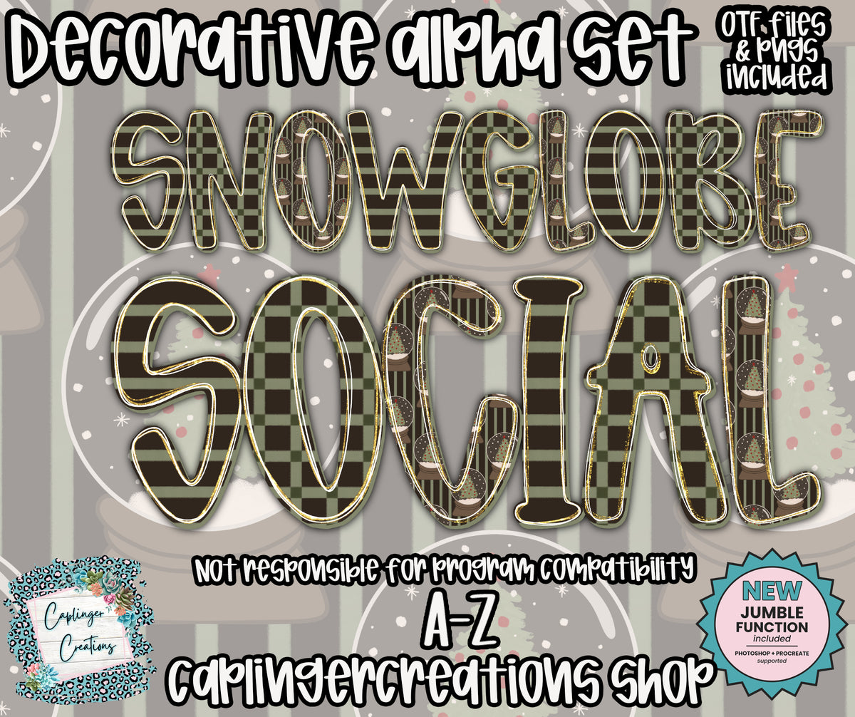 Snowglobe Social - TYPEABLE OTF FONT + PNGS - Digital download