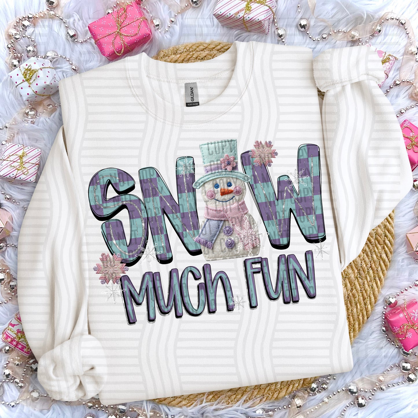 Snow much Fun - Faux Embroidery 300DPI PNG FILE