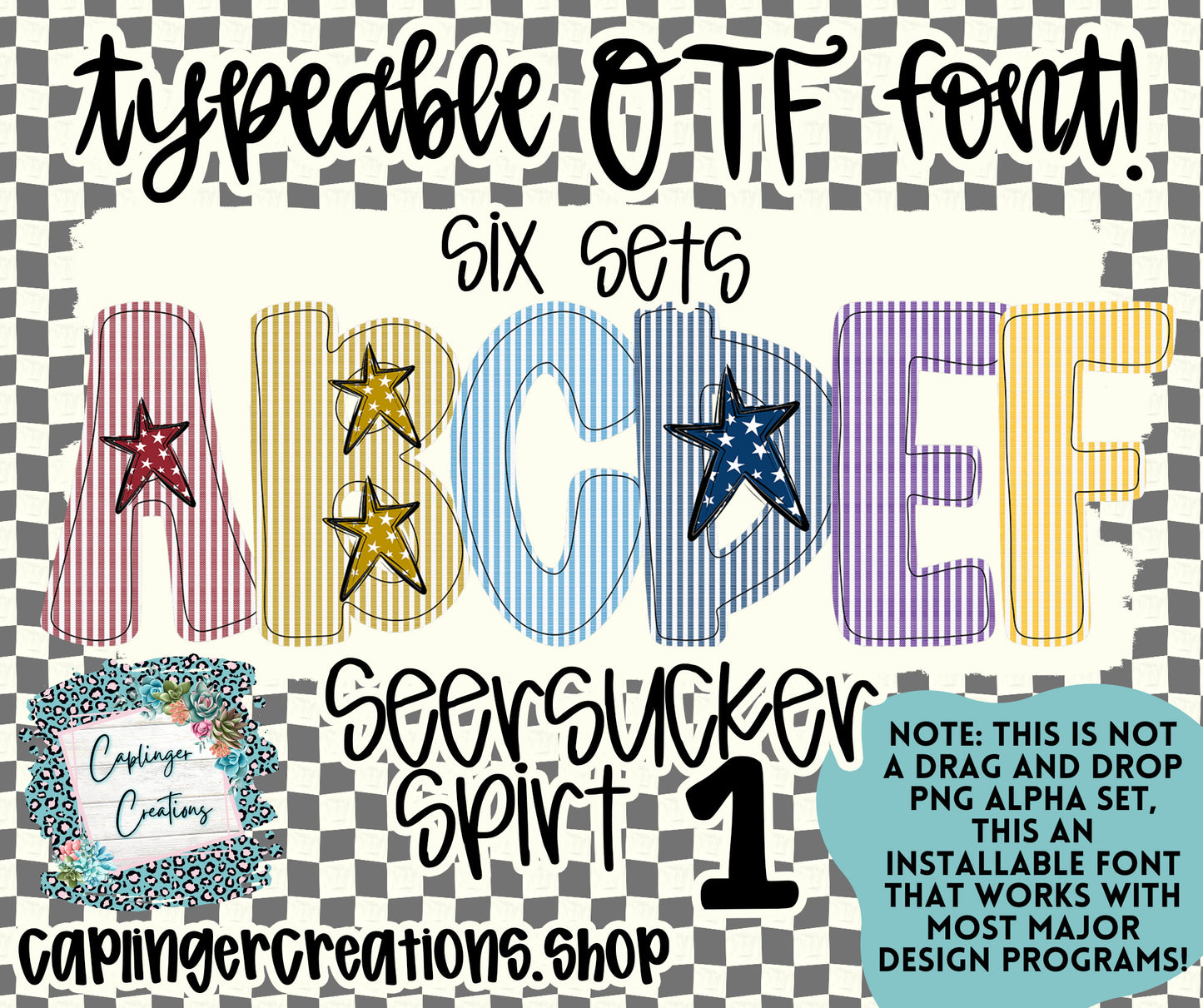 SEERSUCKER Spirit 1- TYPEABLE OTF FONT + PNGS - Digital download