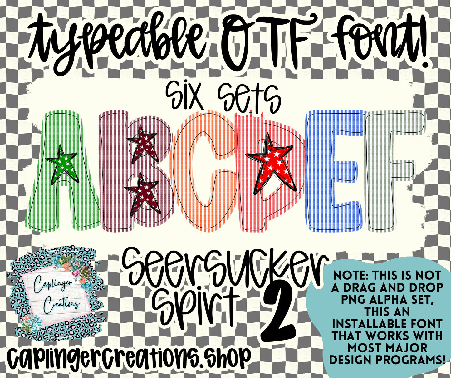 SEERSUCKER Spirit 2 - TYPEABLE OTF FONT + PNGS - Digital download