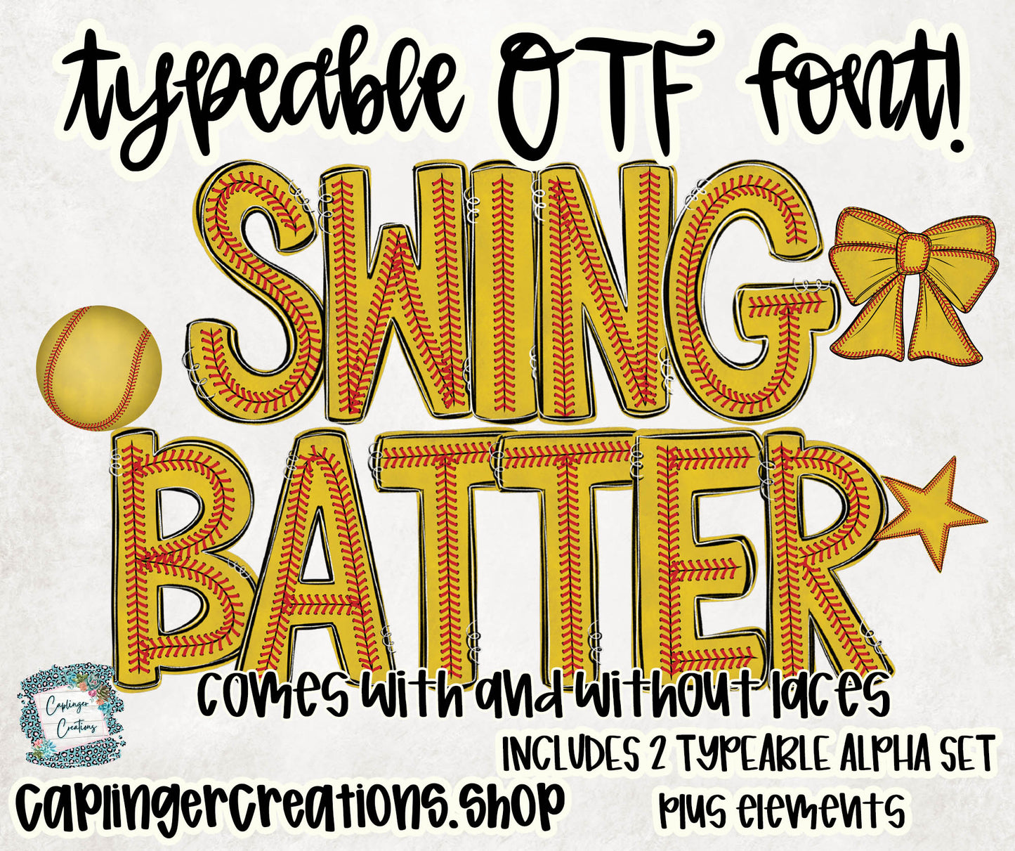 Swing Batter Softball - Set of 2 OTF typeable Alphas- commercial use included - Digital download