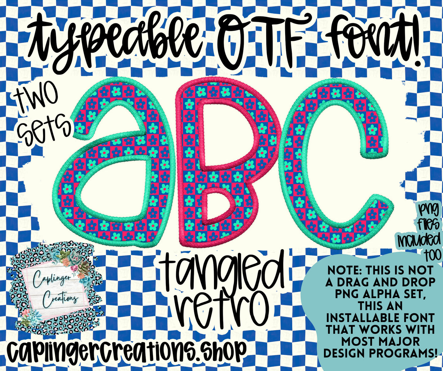 Tangled Retro - TYPEABLE OTF FONT + PNGS - Digital download