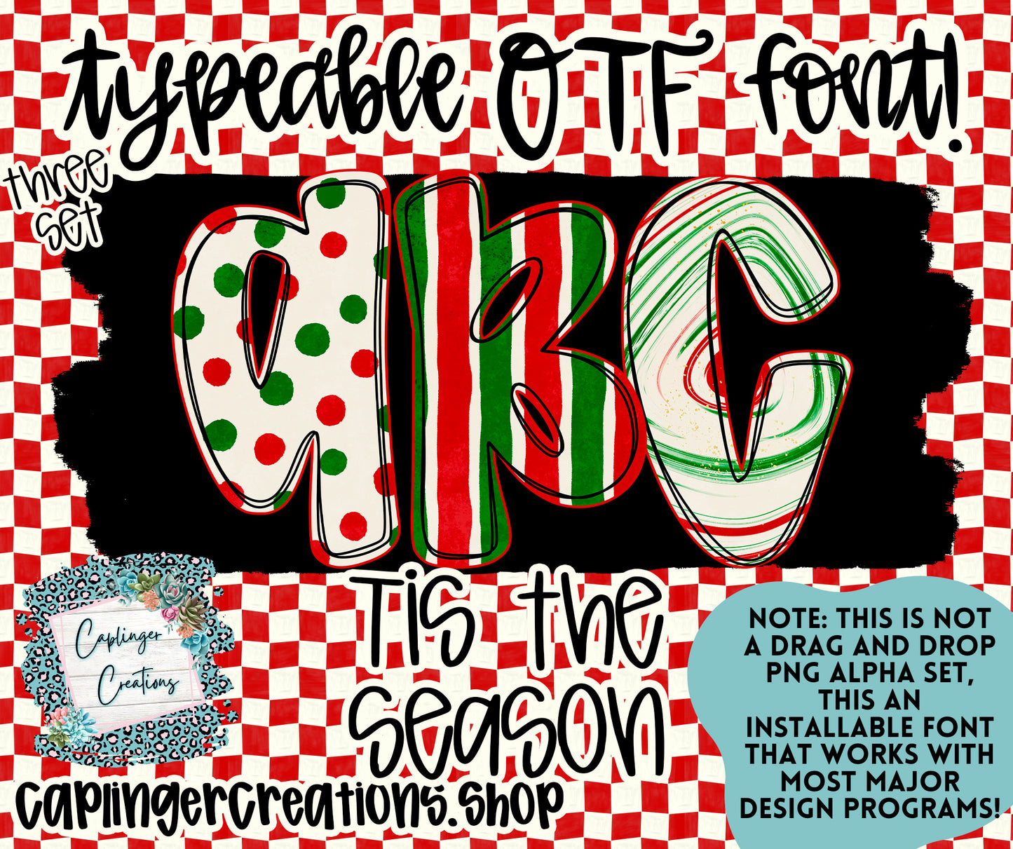 Tis The Season - TYPEABLE OTF FONT + PNGS - Digital download