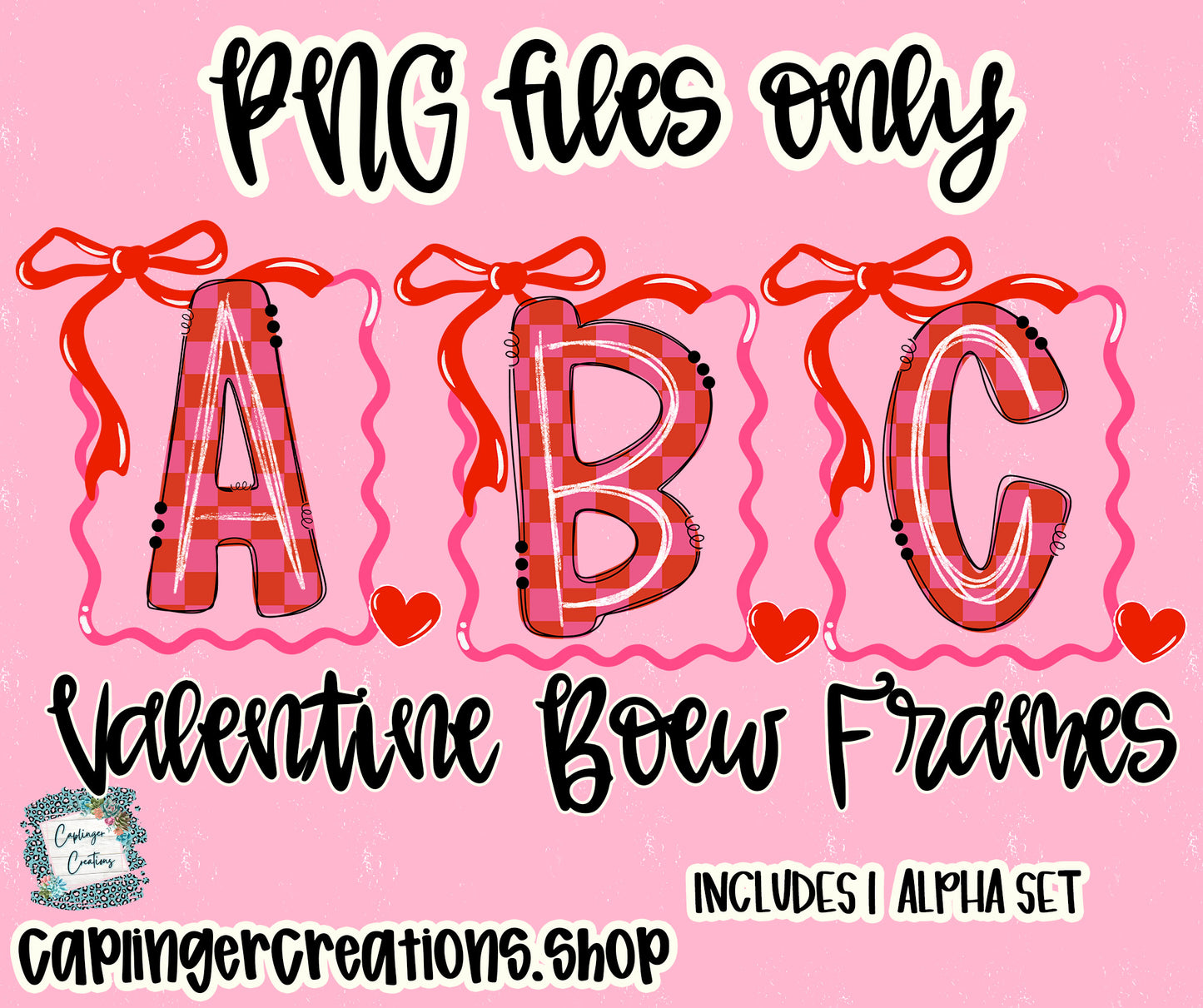 Valentine Bow Frames - Set of 1 Alpha-PNGS- commercial use included - Digital download