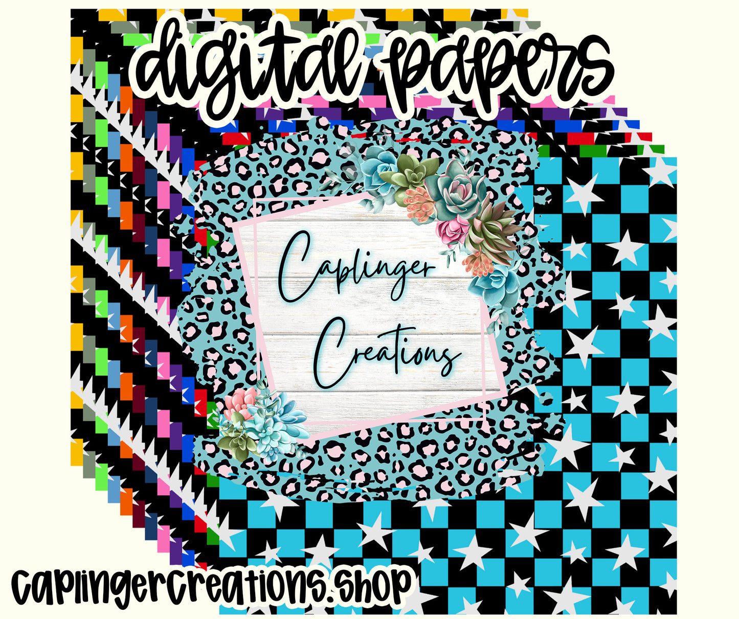 Digital Paper 15 colors Varsity checks + stars <3 - Digital download 300DPI PNG FILE