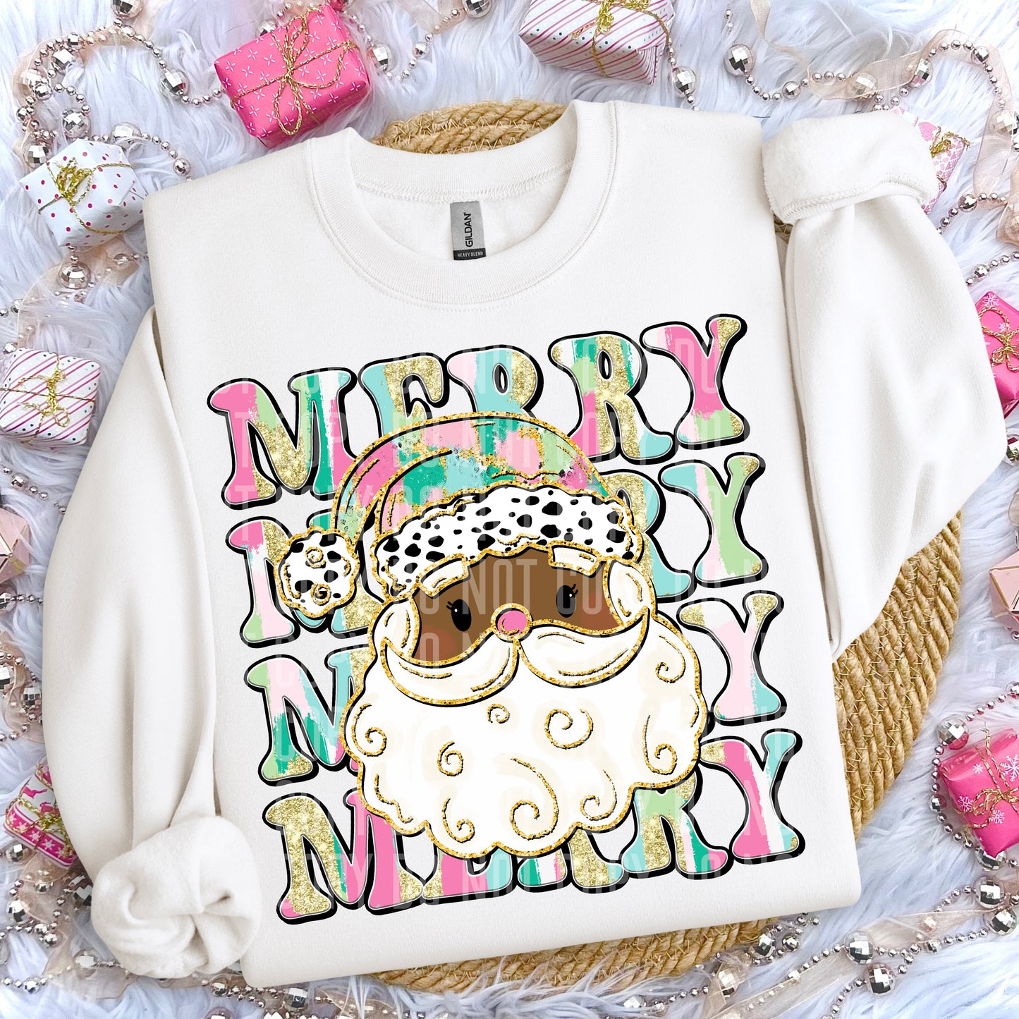 Merry Santa brushstrokes with skin color choices :) - Dropdown to select -Digital Download 300DPI PNG FILE
