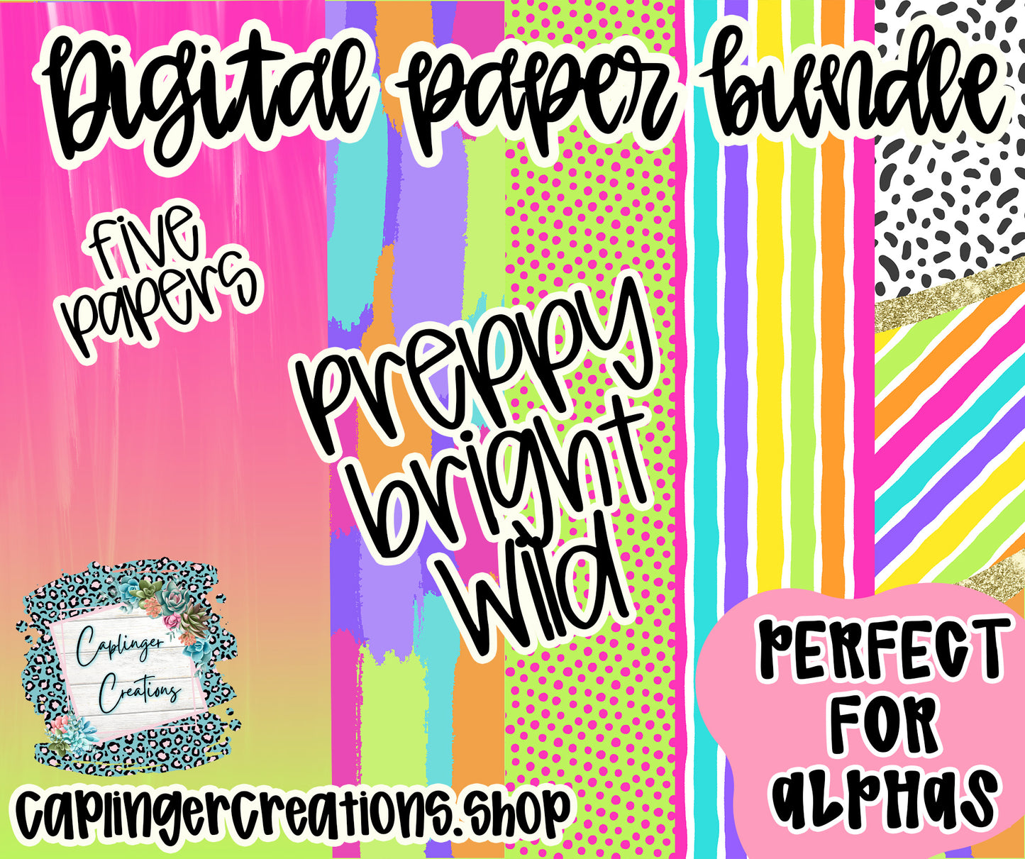Digital Paper bundle Preppy Bright 4 - Digital download 300DPI PNG FILE