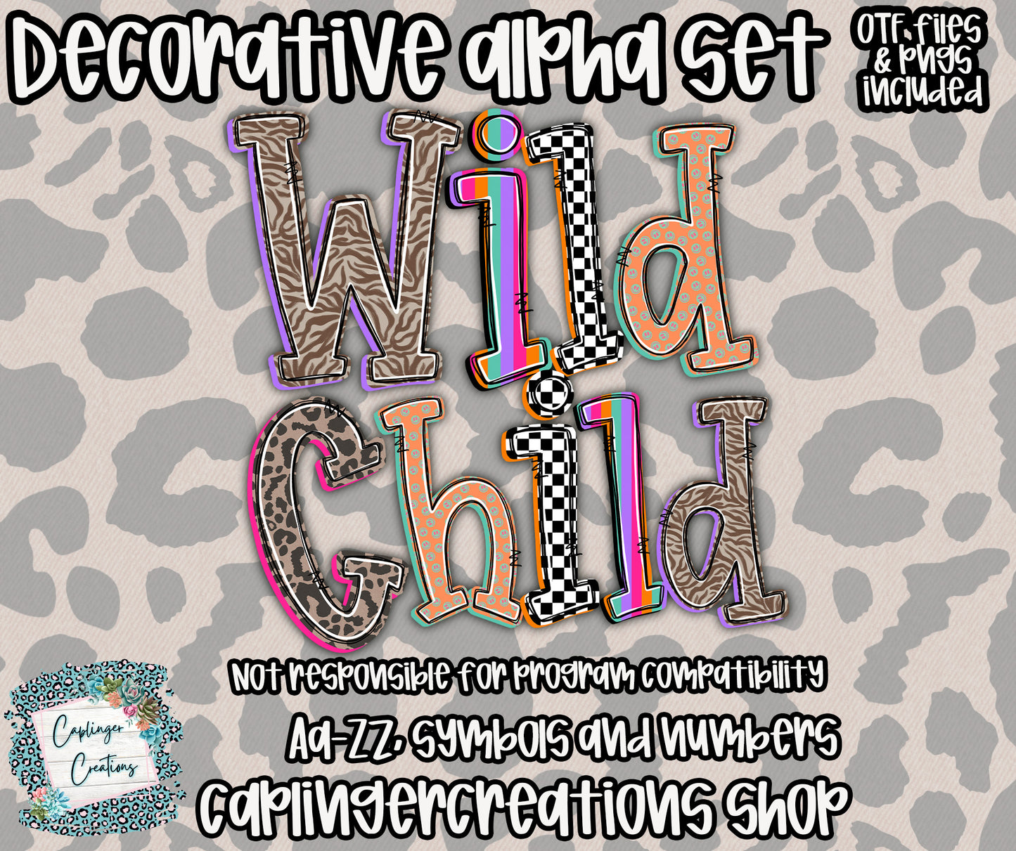 Wild Child - TYPEABLE OTF FONT + PNGS - Digital download