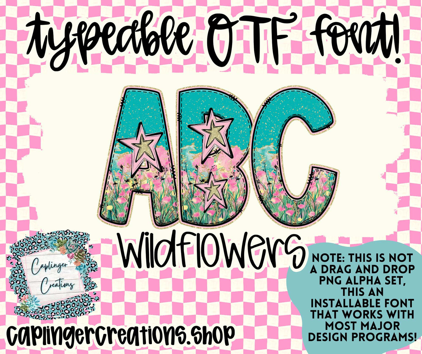 WILDFLOWERS - TYPEABLE OTF FONT - Digital download