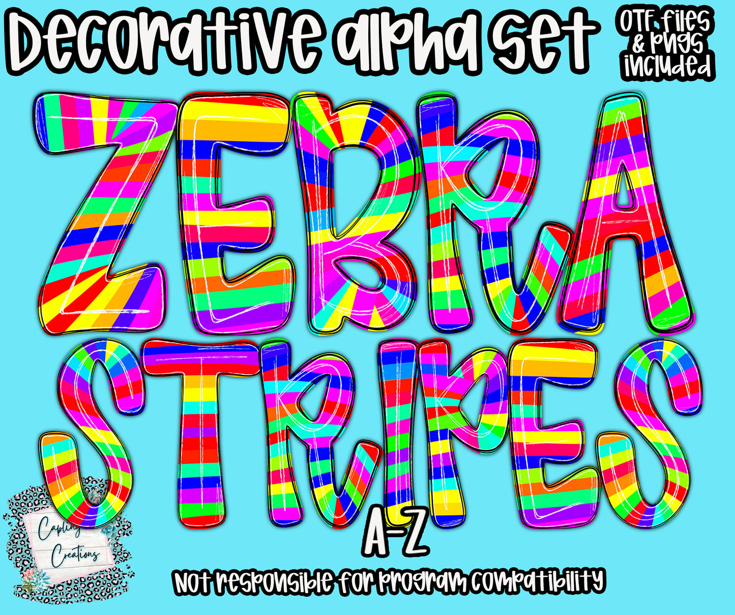 Zebra Striped - OTF & Drag and Drop PNGS- commercial use included - Digital download