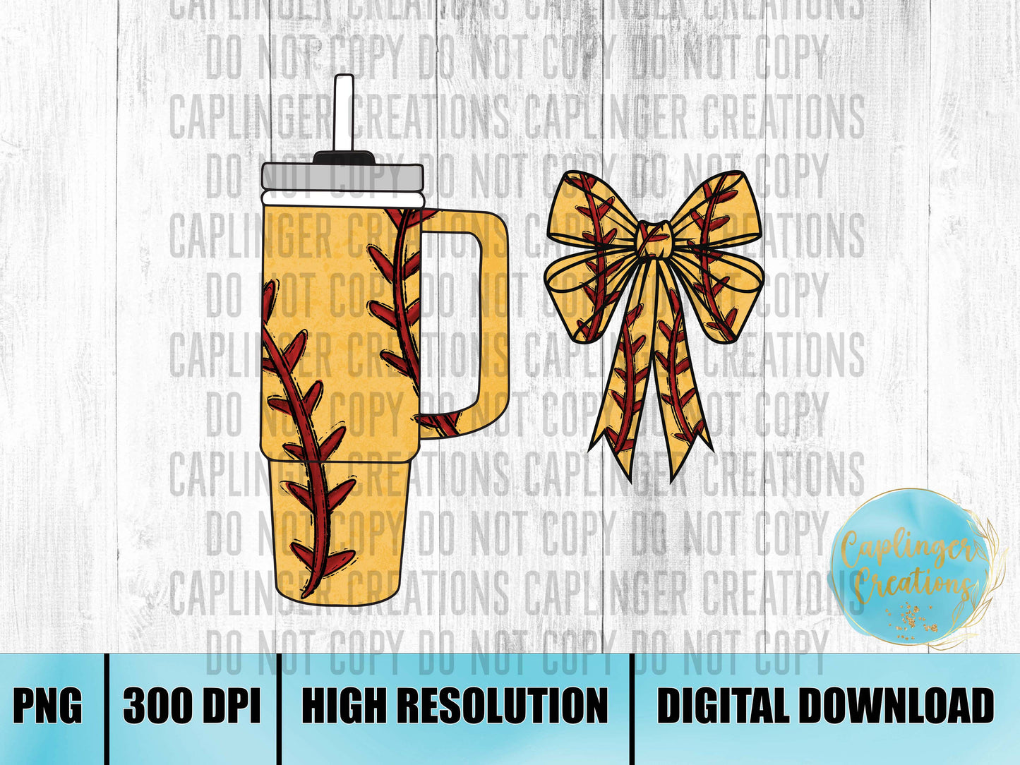 SOFTBALL Tumbler and Bows - Digital download 300DPI PNG FILE